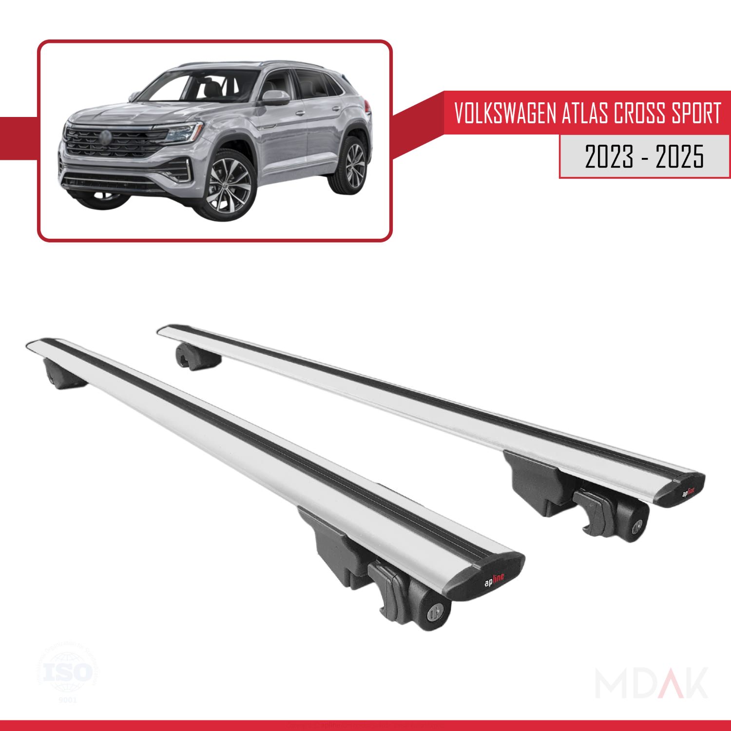 Volkswagen Atlas Cross Sport 2023-2025 Arası ile Uyumlu HOOK Model Ara Atkı Tavan Barı Gri 2 Adet - Görsel 9