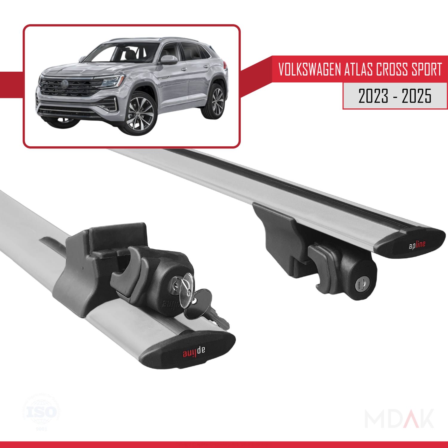Volkswagen Atlas Cross Sport 2023-2025 Arası ile Uyumlu HOOK Model Ara Atkı Tavan Barı Gri 2 Adet - Görsel 5