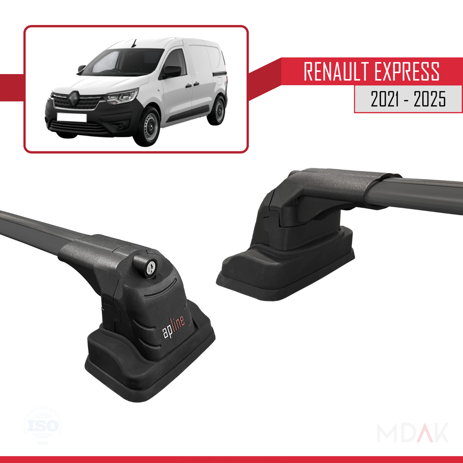 Renault Express 2021-2025 Arası ile Uyumlu ACE-3 Ara Atkı Tavan Barı Siyah 2 Adet - Görsel 4