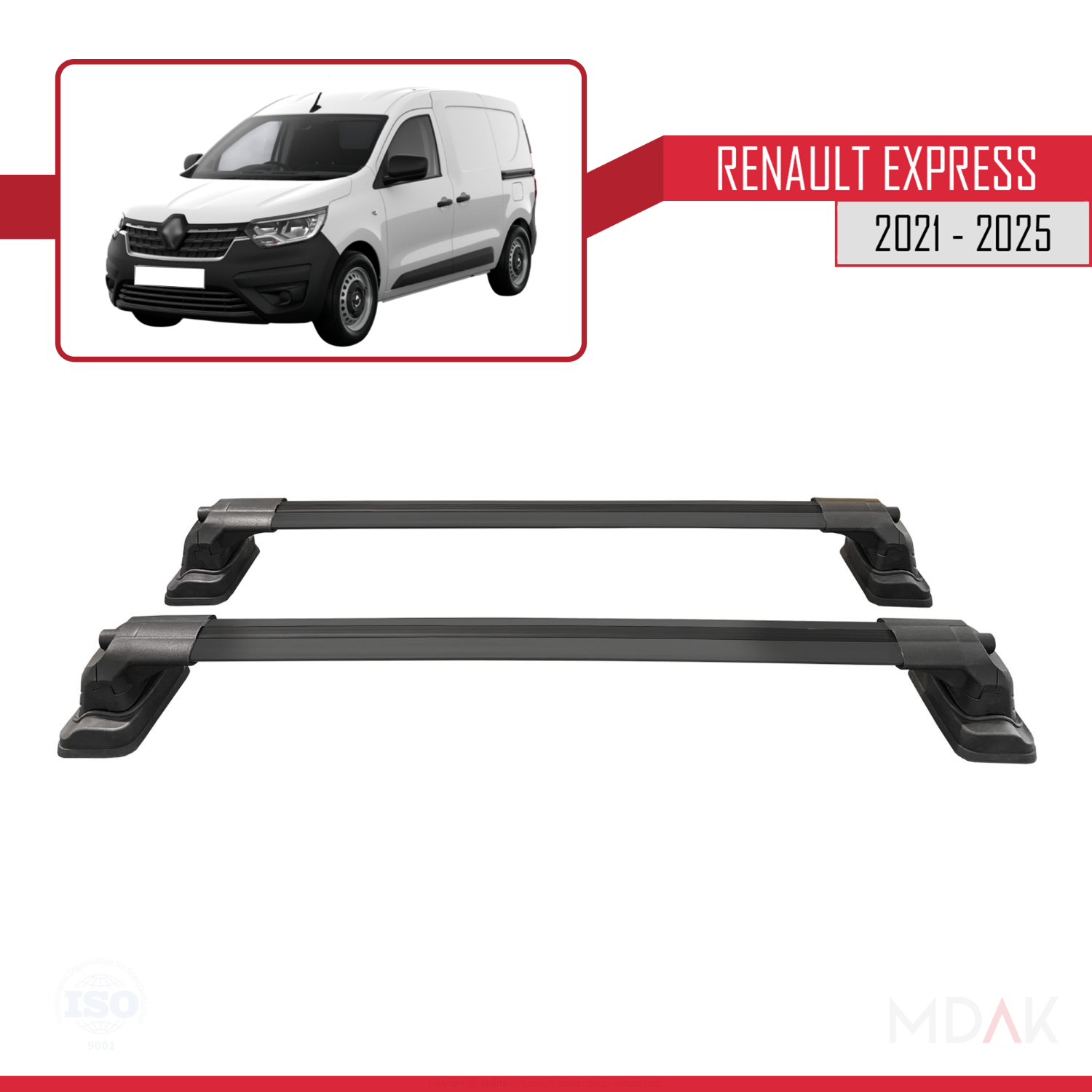 Renault Express 2021-2025 Arası ile Uyumlu ACE-3 Ara Atkı Tavan Barı Siyah 2 Adet - Görsel 5