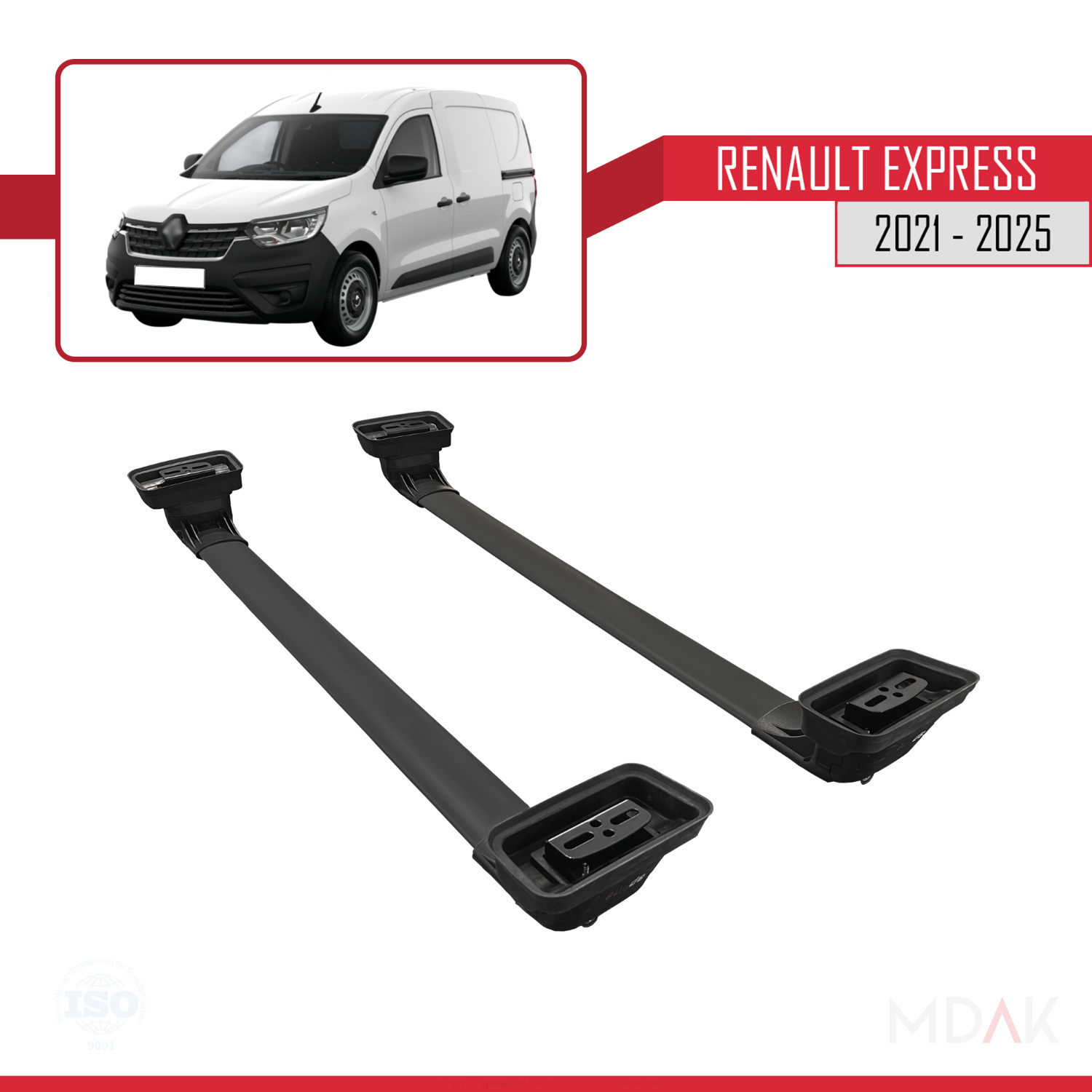 Renault Express 2021-2025 Arası ile Uyumlu ACE-3 Ara Atkı Tavan Barı Siyah 2 Adet - Görsel 6