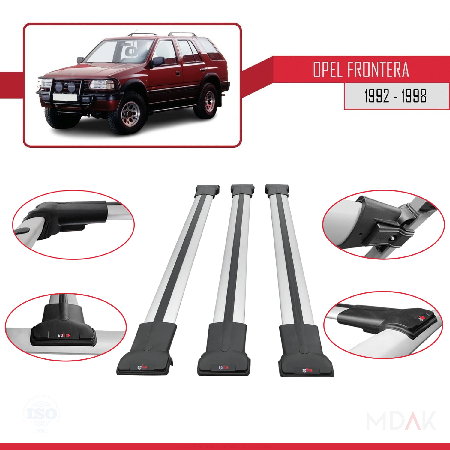 Opel Frontera 1992-1998 Arası ile Uyumlu FLY Model Ara Atkı Tavan Barı Gri 3 Adet - Görsel 4