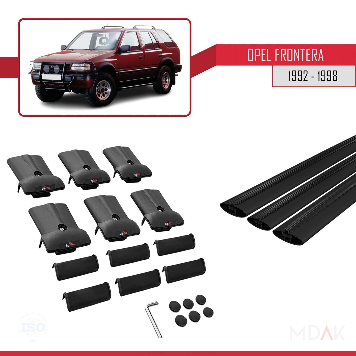 Opel Frontera 1992-1998 Arası ile Uyumlu FLY Model Ara Atkı Tavan Barı Siyah 3 Adet - Görsel 5