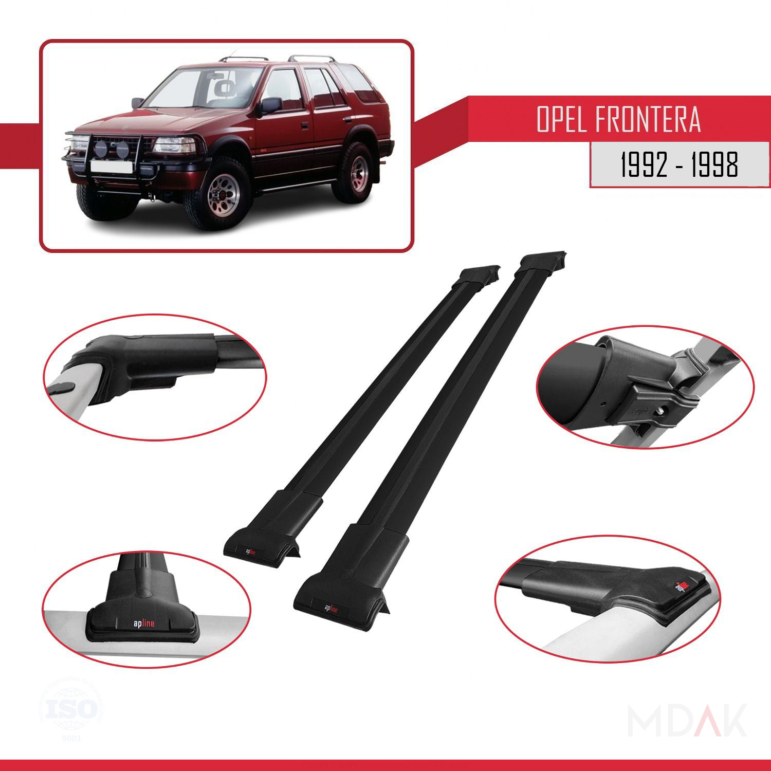 Opel Frontera 1992-1998 Arası ile Uyumlu FLY Model Ara Atkı Tavan Barı Siyah 2 Adet - Görsel 4
