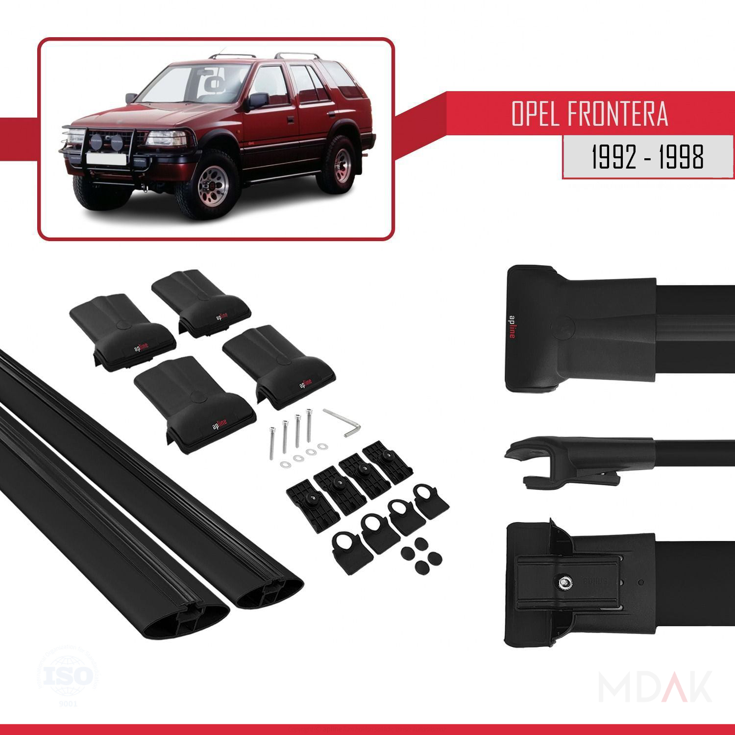 Opel Frontera 1992-1998 Arası ile Uyumlu FLY Model Ara Atkı Tavan Barı Siyah 2 Adet - Görsel 5