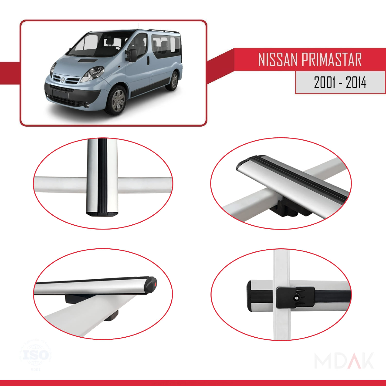 Nissan Primastar 2001-2014 Arası ile Uyumlu BASIC Model Ara Atkı Tavan Barı Gri 3 Adet - Görsel 4