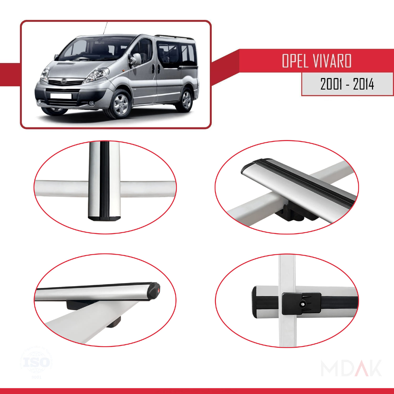 Opel Vivaro A 2001-2014 Arası ile Uyumlu BASIC Model Ara Atkı Tavan Barı Gri 3 Adet - Görsel 4