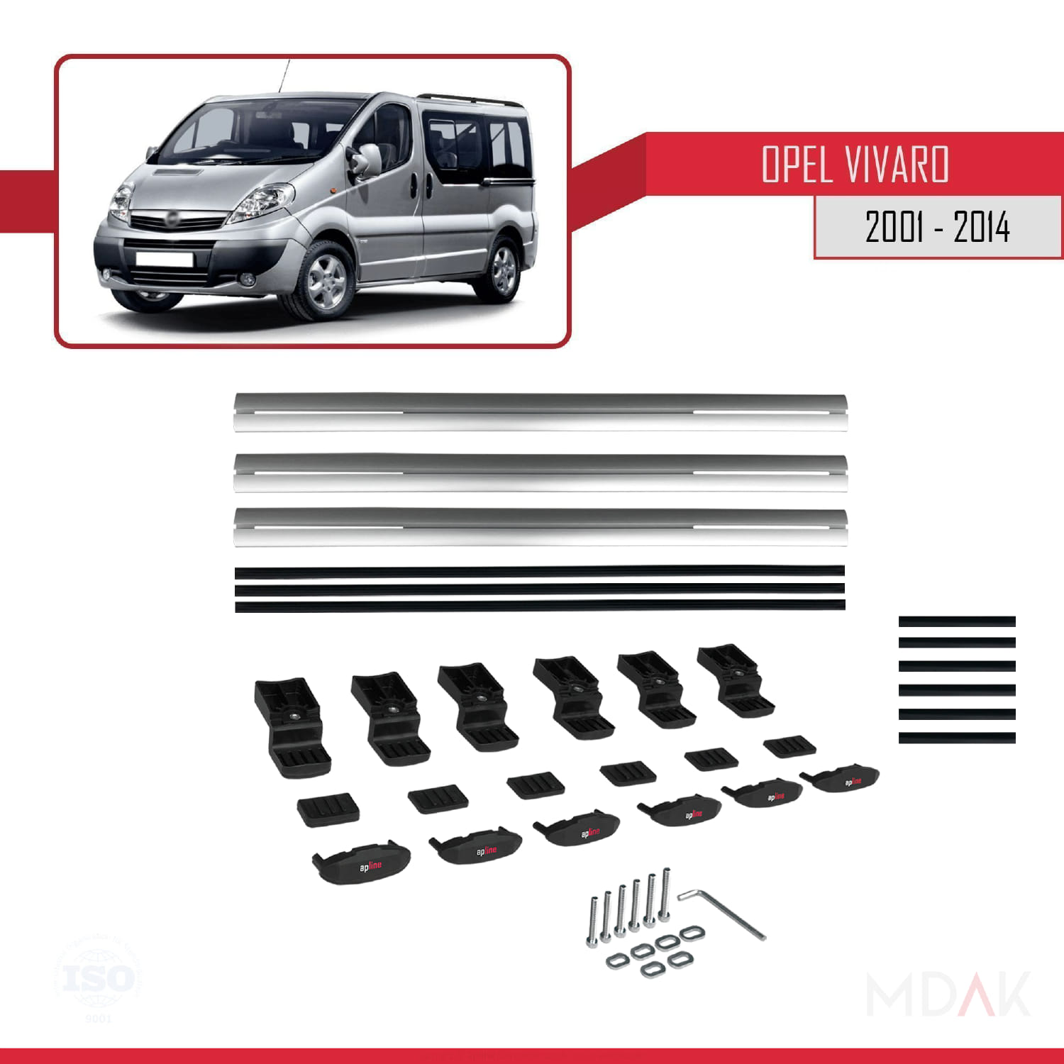 Opel Vivaro A 2001-2014 Arası ile Uyumlu BASIC Model Ara Atkı Tavan Barı Gri 3 Adet - Görsel 6