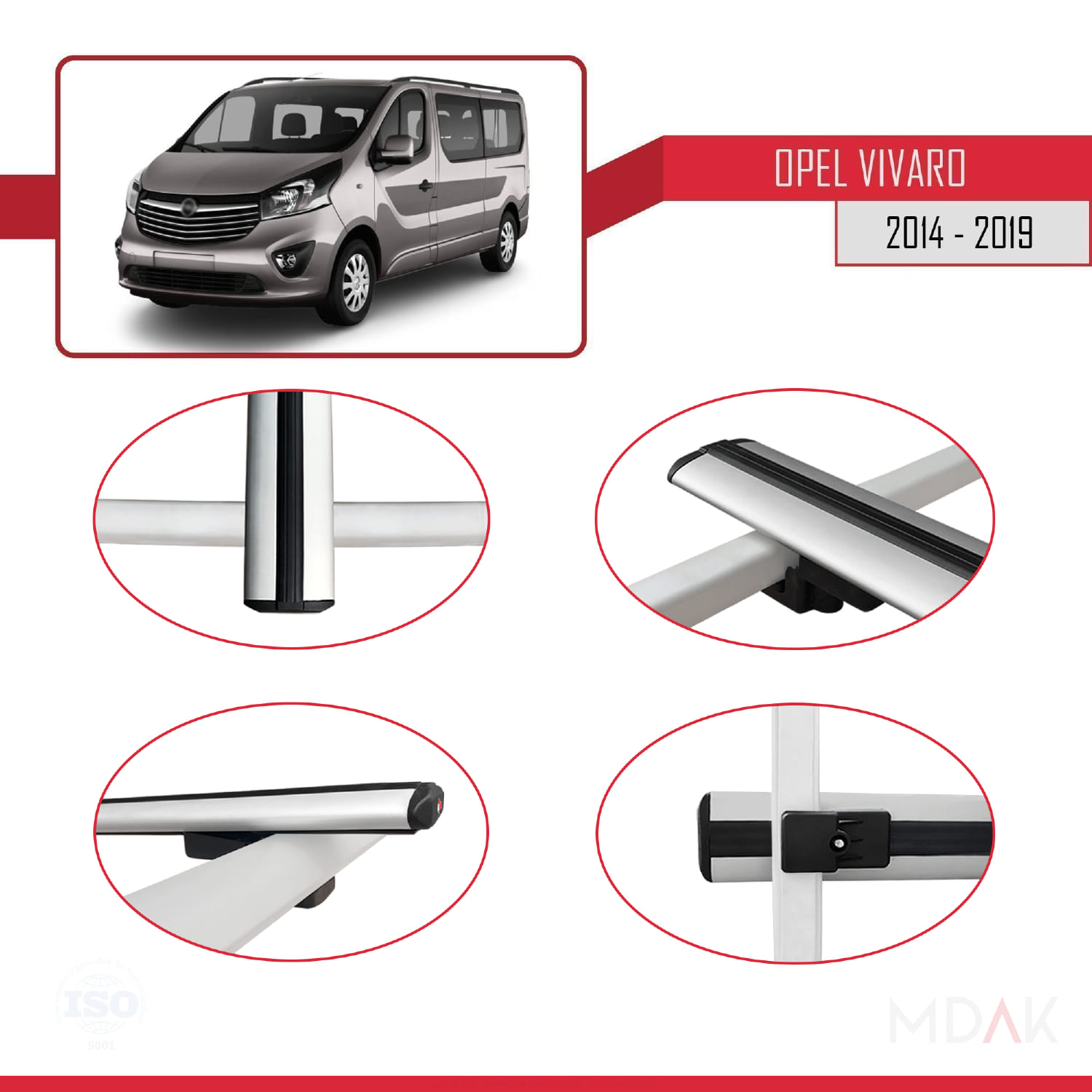 Opel Vivaro B 2014-2019 Arası ile Uyumlu BASIC Model Ara Atkı Tavan Barı Gri 3 Adet - Görsel 4