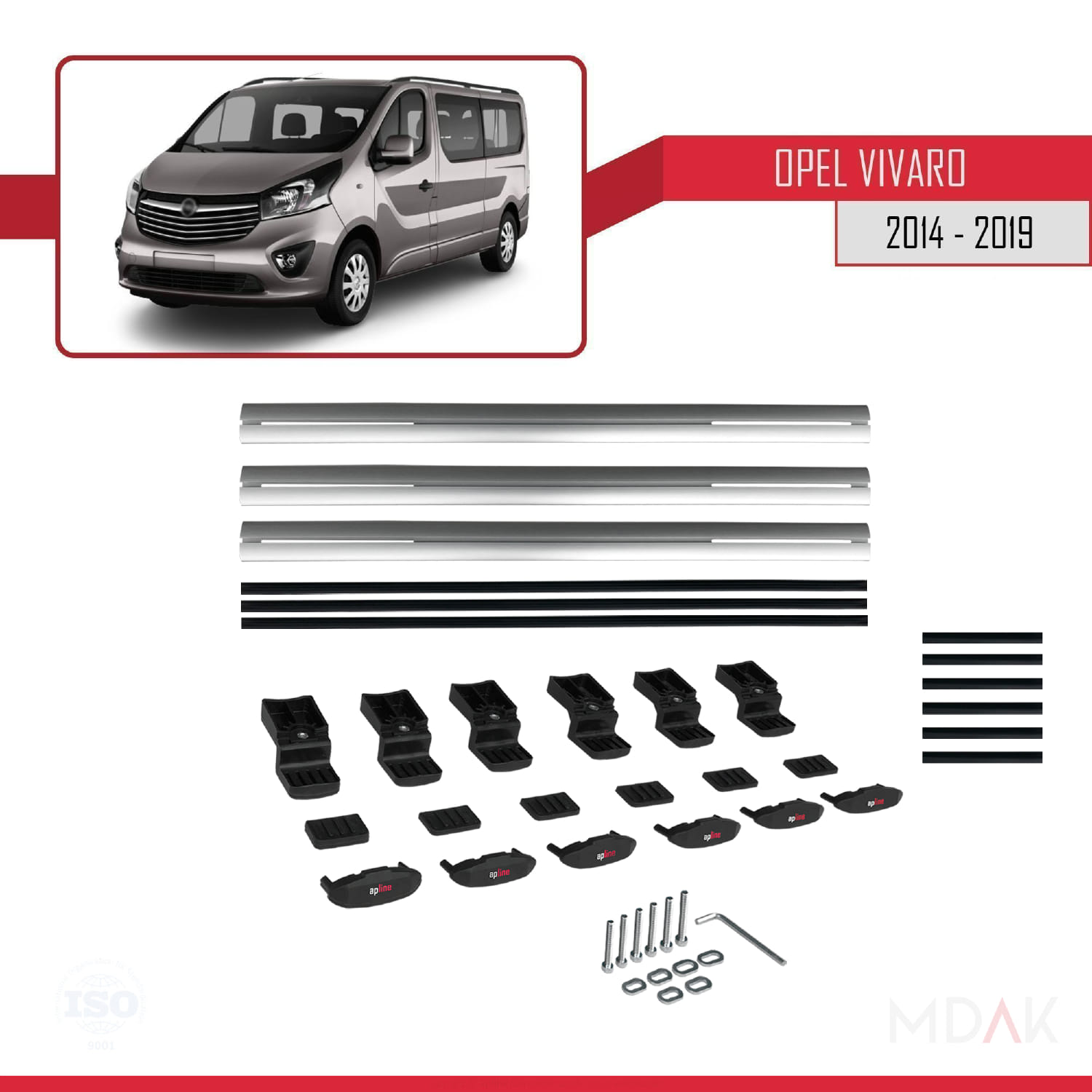 Opel Vivaro B 2014-2019 Arası ile Uyumlu BASIC Model Ara Atkı Tavan Barı Gri 3 Adet - Görsel 6