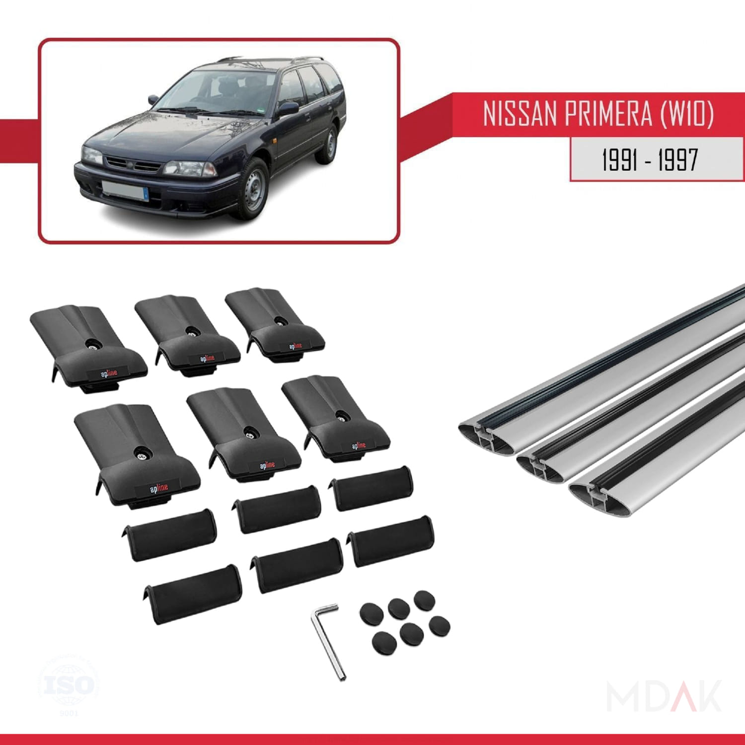Nissan Primera (W10) Traveller 1991-1997 Arası ile Uyumlu FLY Model Ara Atkı Tavan Barı Gri 3 Adet - Görsel 5