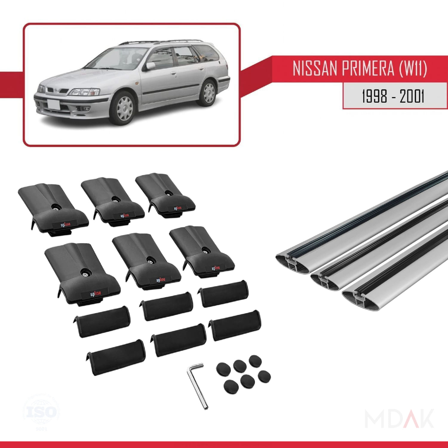 Nissan Primera 2 (W11) Traveller 1998-2001 Arası ile Uyumlu FLY Model Ara Atkı Tavan Barı Gri 3 Adet - Görsel 5
