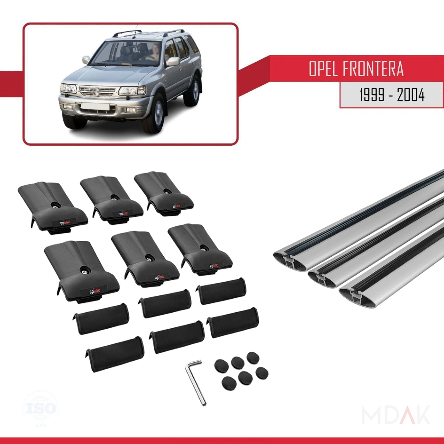 Opel Frontera 2 1999-2004 Arası ile Uyumlu FLY Model Ara Atkı Tavan Barı Gri 3 Adet - Görsel 5