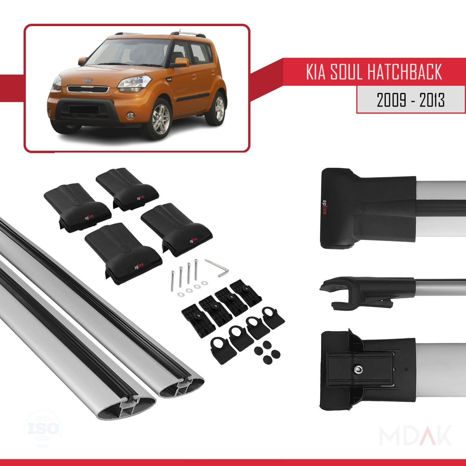 Kia Soul (AM) HB 2009-2013 Arası ile Uyumlu FLY Model Ara Atkı Tavan Barı Gri 2 Adet - Görsel 5