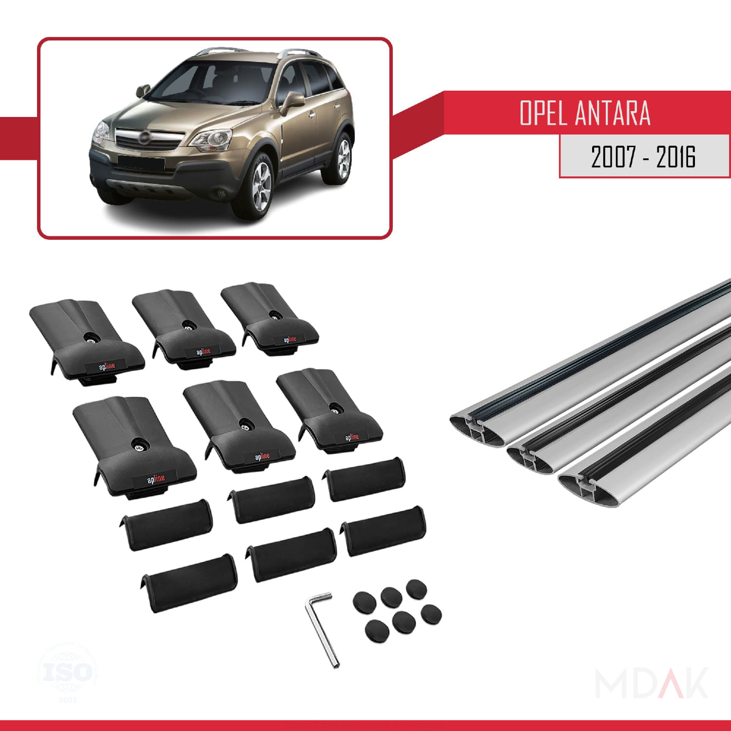 Opel Antara 2007-2016 Arası ile Uyumlu FLY Model Ara Atkı Tavan Barı Gri 3 Adet - Görsel 5