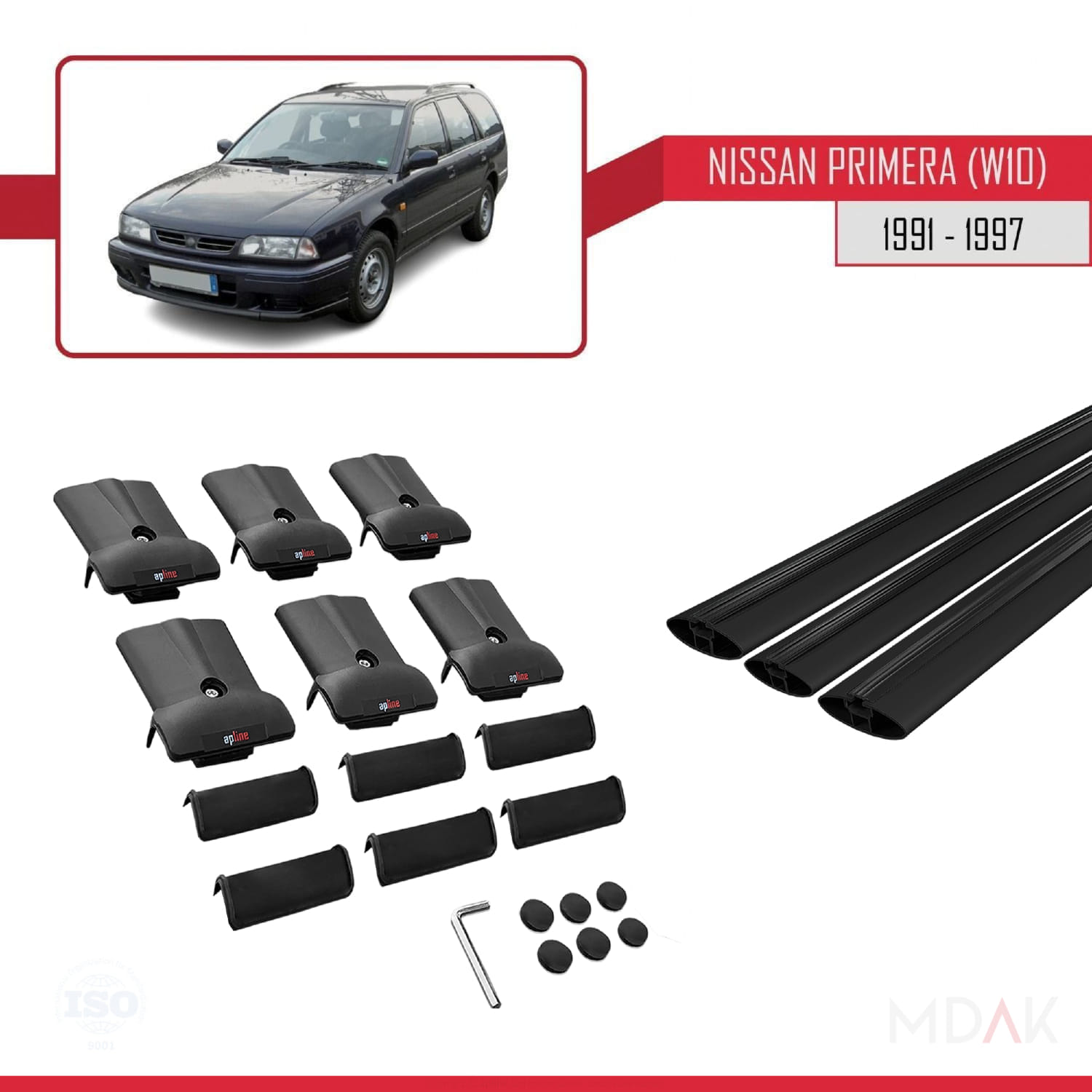 Nissan Primera (W10) Traveller 1991-1997 Arası ile Uyumlu FLY Model Ara Atkı Tavan Barı Siyah 3 Adet - Görsel 5