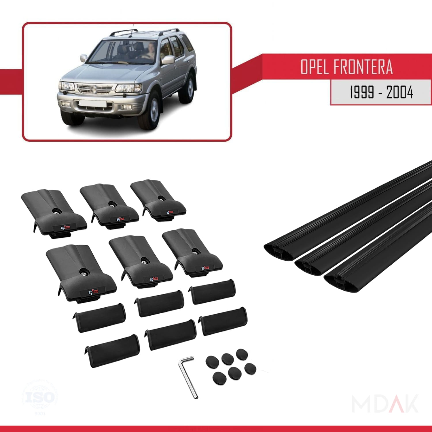 Opel Frontera 2 1999-2004 Arası ile Uyumlu FLY Model Ara Atkı Tavan Barı Siyah 3 Adet - Görsel 5