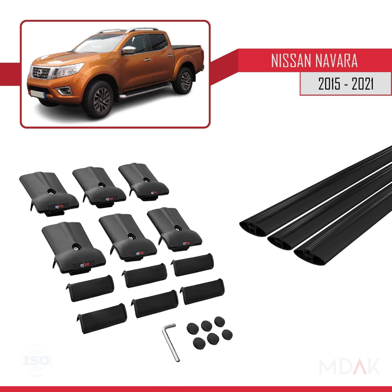 Nissan Navara 4 (D23) 2015-2021 Arası ile Uyumlu FLY Model Ara Atkı Tavan Barı Siyah 3 Adet - Görsel 5