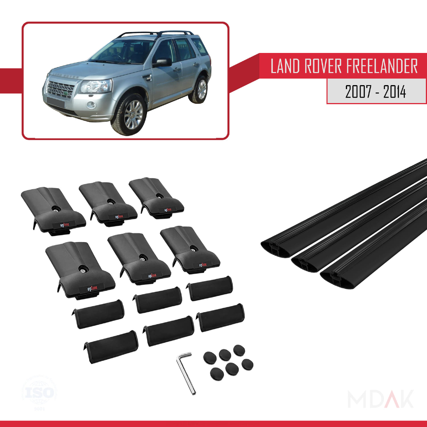 Land Rover Freelander 2 (L359) 2007-2015 Arası ile Uyumlu FLY Model Ara Atkı Tavan Barı Siyah 3 Adet - Görsel 5