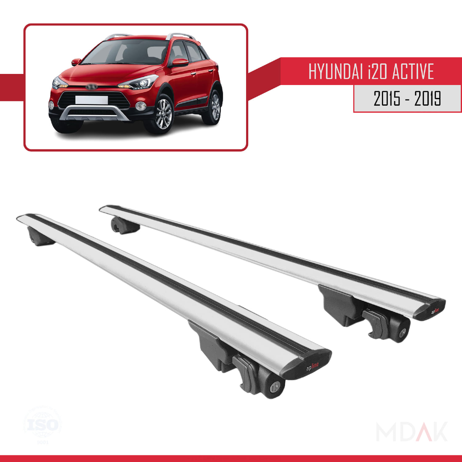 Hyundai i20 II Active 2015-2019 Arası ile Uyumlu HOOK Model Ara Atkı Tavan Barı Gri 2 Adet - Görsel 8