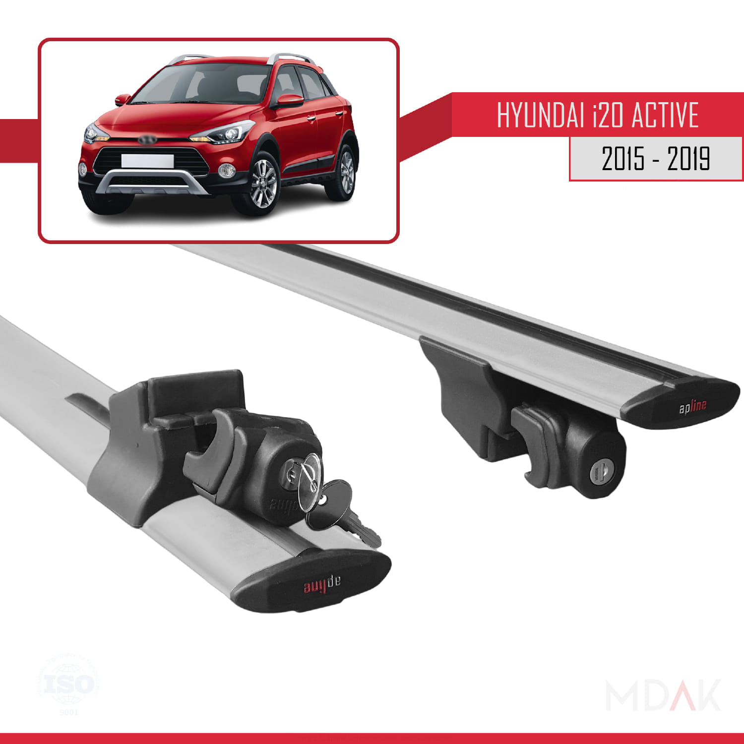 Hyundai i20 II Active 2015-2019 Arası ile Uyumlu HOOK Model Ara Atkı Tavan Barı Gri 2 Adet - Görsel 5