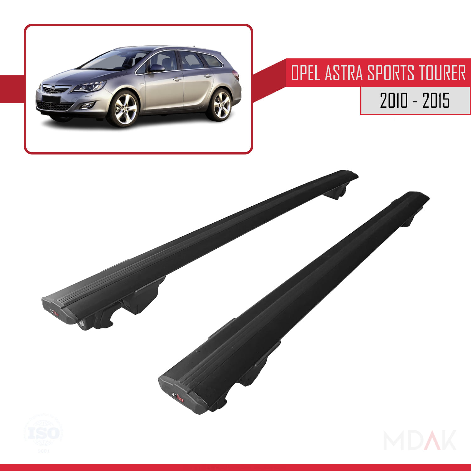 Opel Astra J (P09) ST 2010-2015 Arası ile Uyumlu HOOK Model Ara Atkı Tavan Barı Siyah 2 Adet - Görsel 4