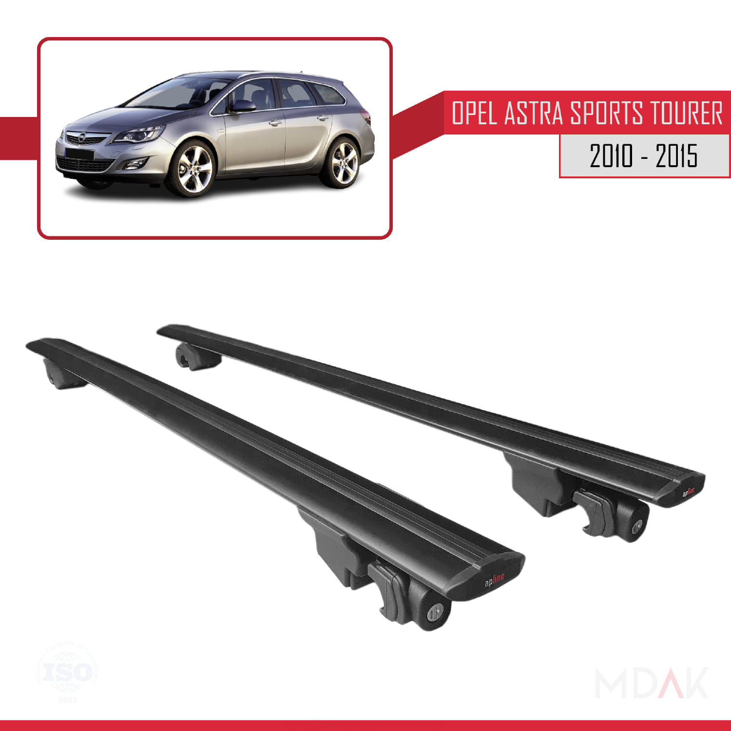 Opel Astra J (P09) ST 2010-2015 Arası ile Uyumlu HOOK Model Ara Atkı Tavan Barı Siyah 2 Adet - Görsel 8