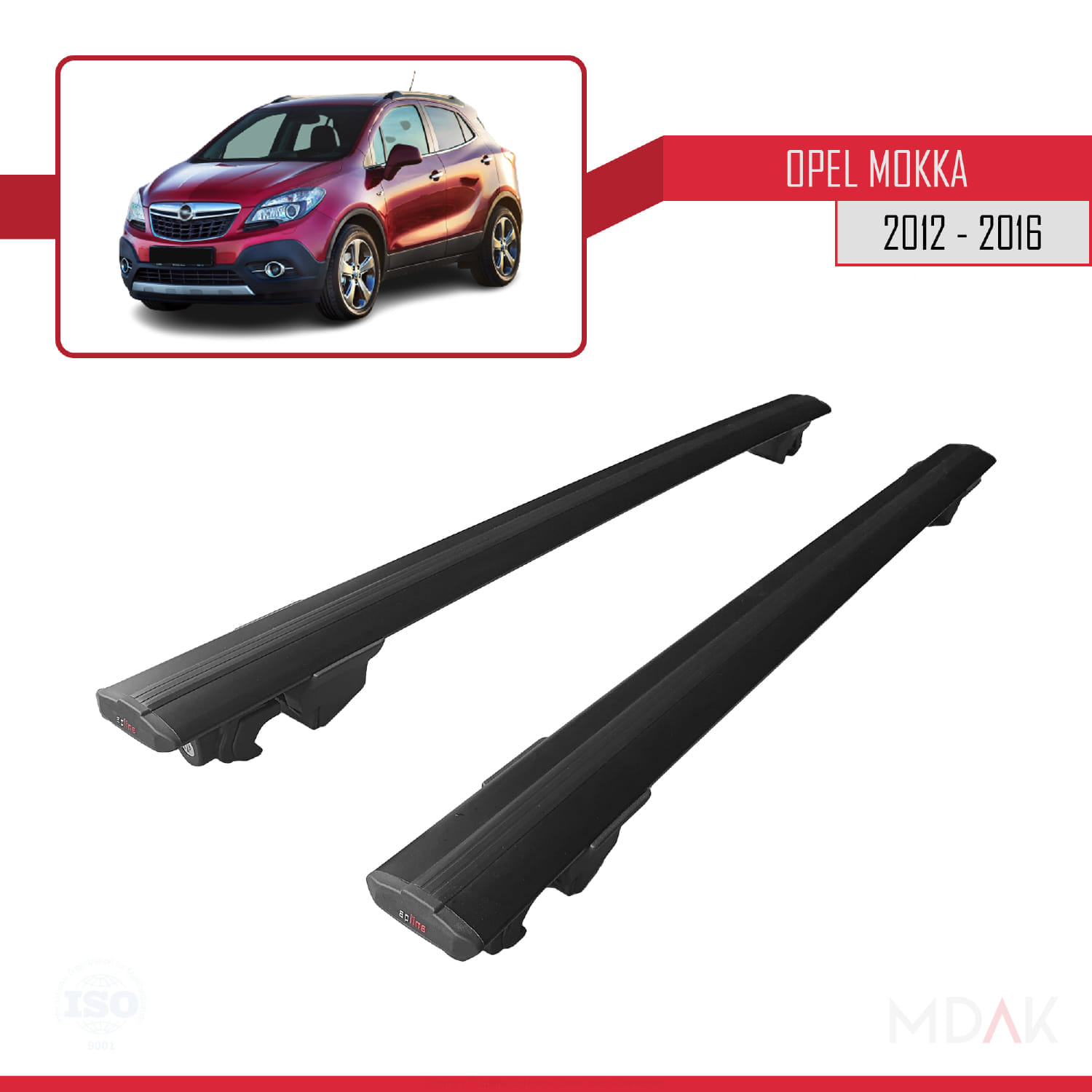 Opel Mokka A (J13) 2012-2016 Arası ile Uyumlu HOOK Model Ara Atkı Tavan Barı Siyah 2 Adet - Görsel 4