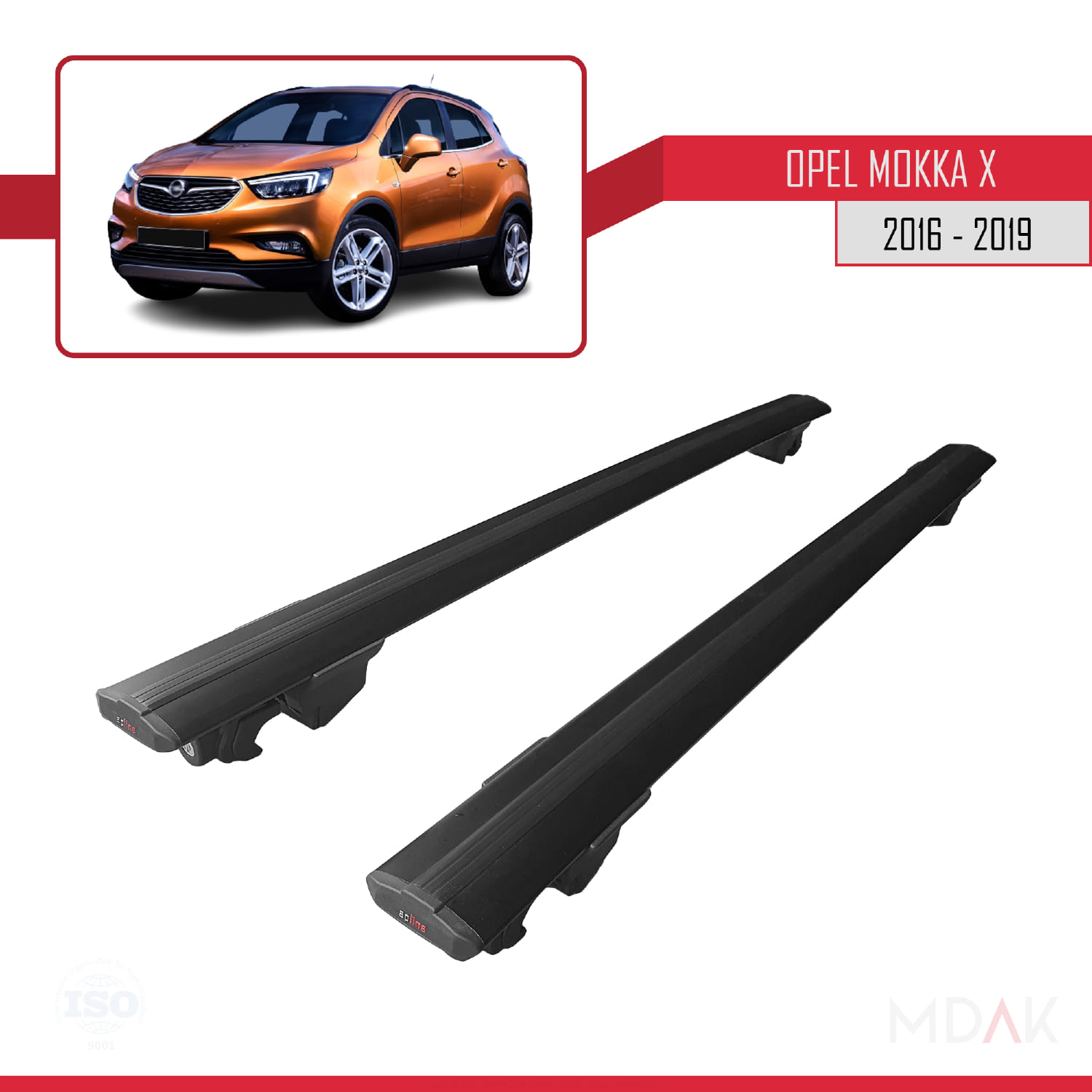 Opel Mokka X (J13) 2016-2019 Arası ile Uyumlu HOOK Model Ara Atkı Tavan Barı Siyah 2 Adet - Görsel 4