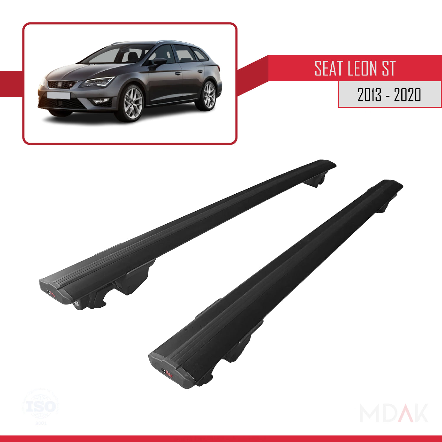 Seat Leon 3 (5F) Cupra ST 2013-2020 Arası ile Uyumlu HOOK Model Ara Atkı Tavan Barı Siyah 2 Adet - Görsel 4