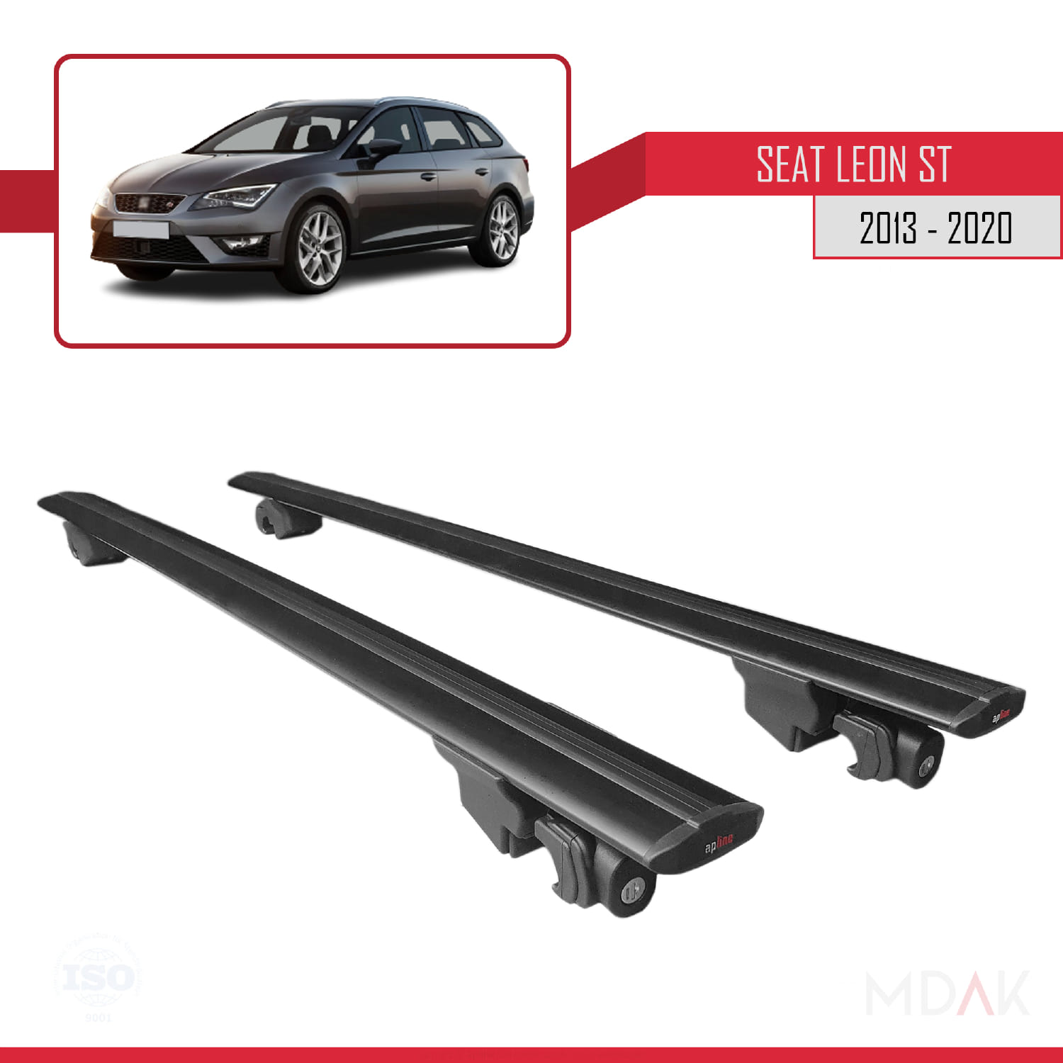 Seat Leon 3 (5F) Cupra ST 2013-2020 Arası ile Uyumlu HOOK Model Ara Atkı Tavan Barı Siyah 2 Adet - Görsel 9