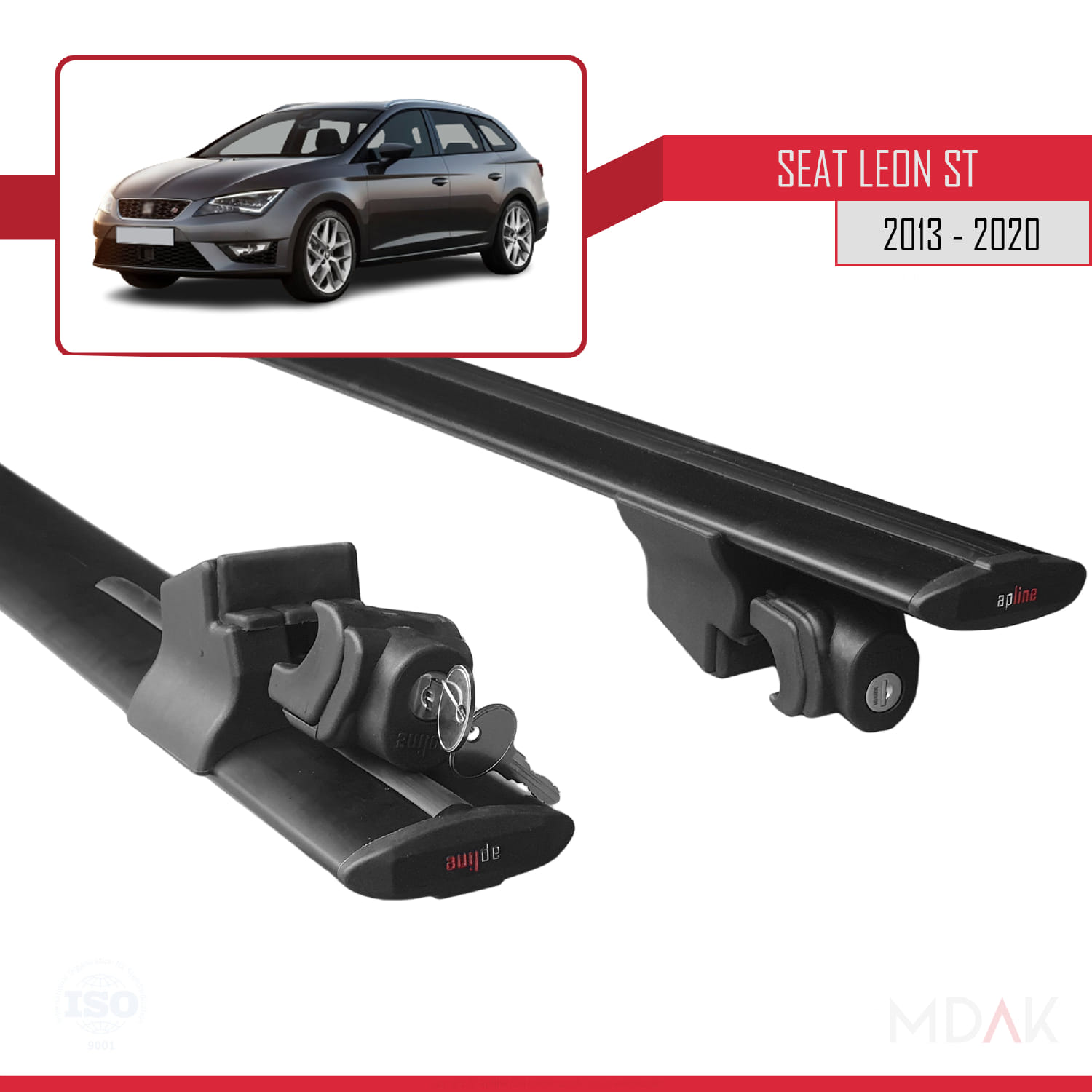 Seat Leon 3 (5F) Cupra ST 2013-2020 Arası ile Uyumlu HOOK Model Ara Atkı Tavan Barı Siyah 2 Adet - Görsel 5