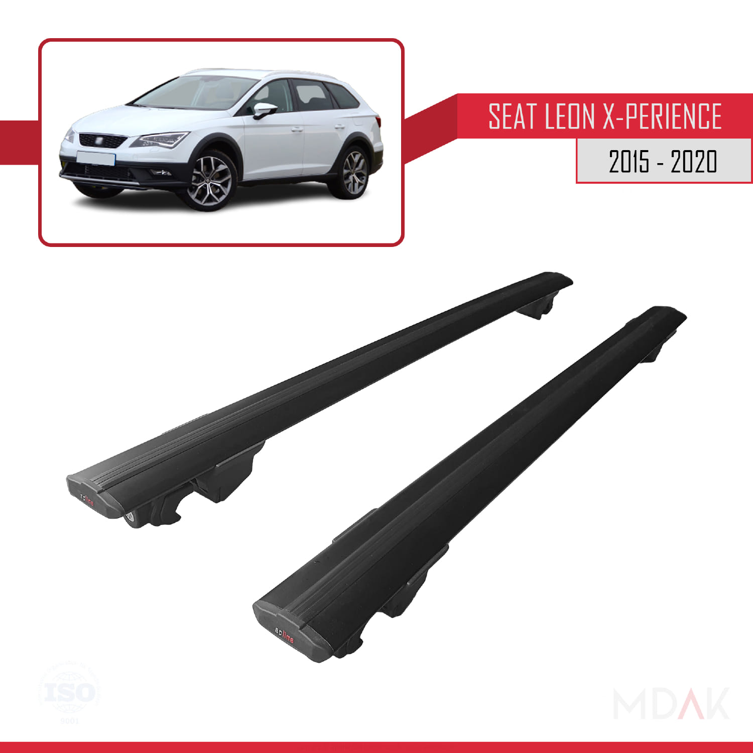Seat Leon 3 (5F) X-Perience 2015-2020 Arası ile Uyumlu HOOK Model Ara Atkı Tavan Barı Siyah 2 Adet - Görsel 4