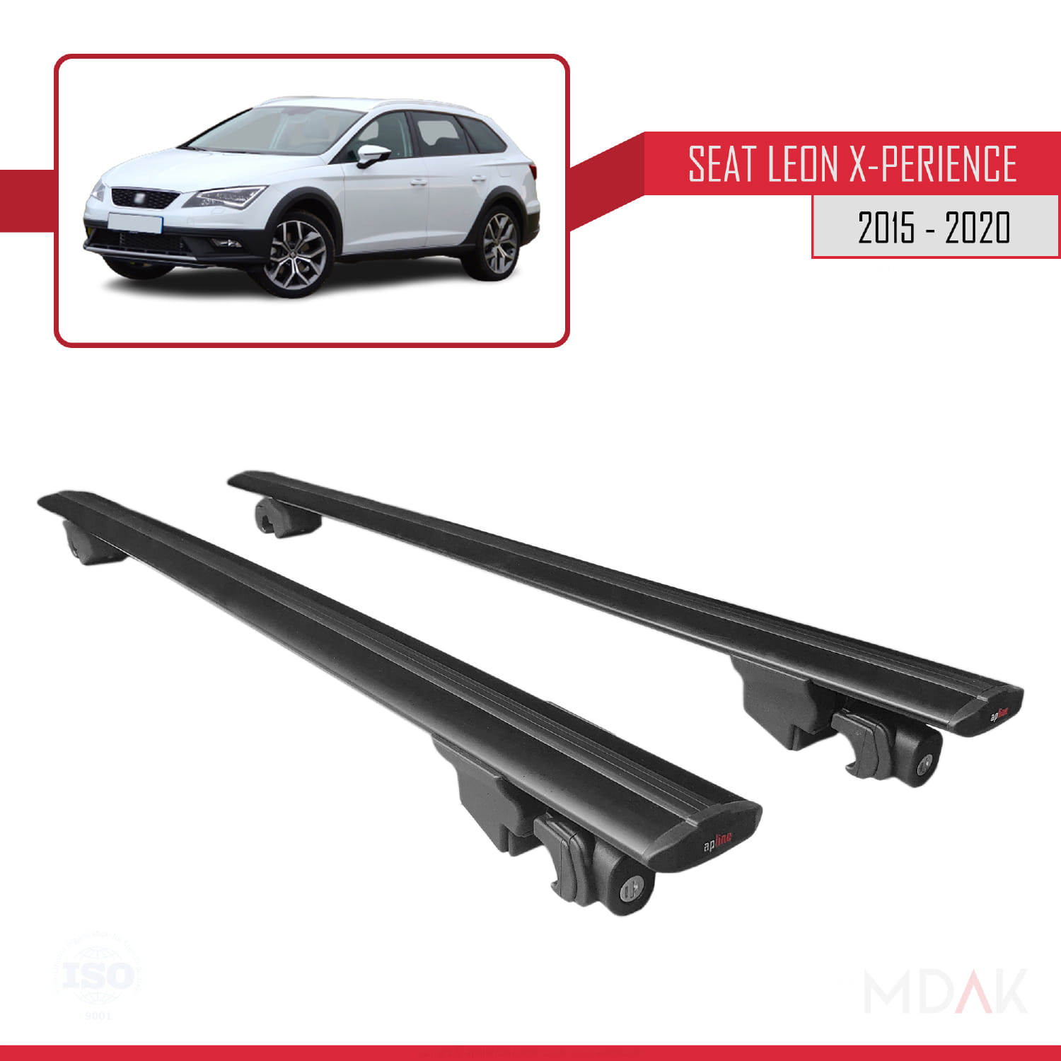 Seat Leon 3 (5F) X-Perience 2015-2020 Arası ile Uyumlu HOOK Model Ara Atkı Tavan Barı Siyah 2 Adet - Görsel 9