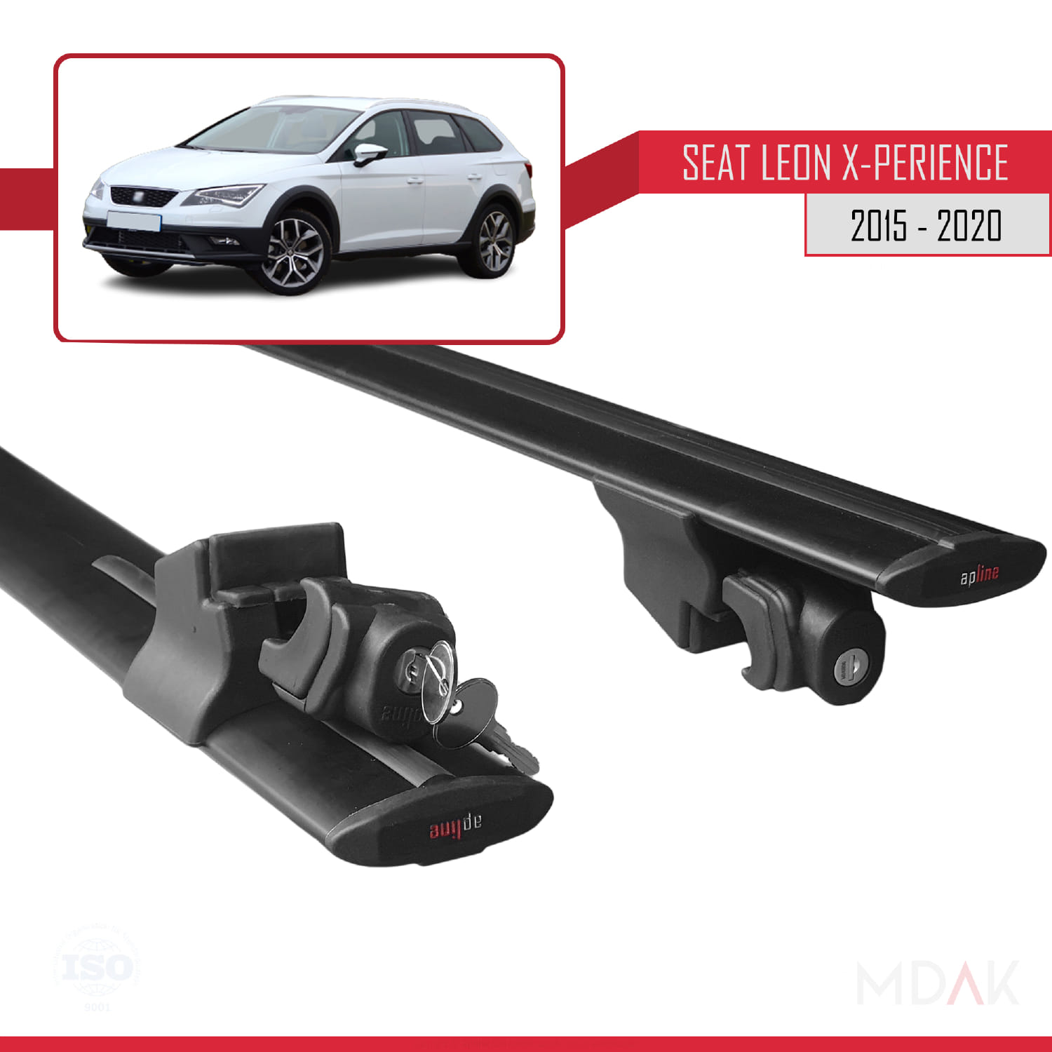 Seat Leon 3 (5F) X-Perience 2015-2020 Arası ile Uyumlu HOOK Model Ara Atkı Tavan Barı Siyah 2 Adet - Görsel 5