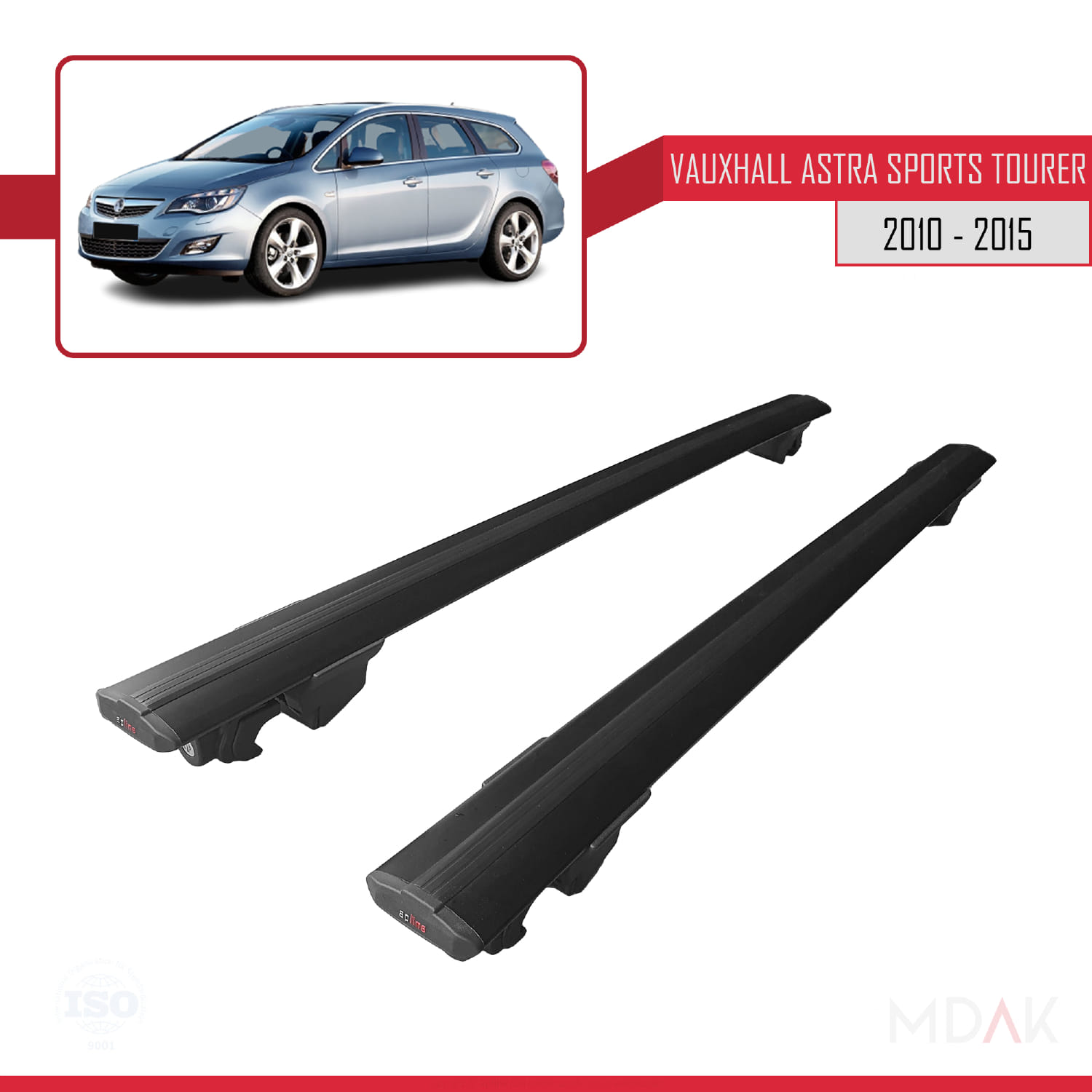 Vauxhall Astra J (P09) ST 2010-2015 Arası ile Uyumlu HOOK Model Ara Atkı Tavan Barı Siyah 2 Adet - Görsel 4