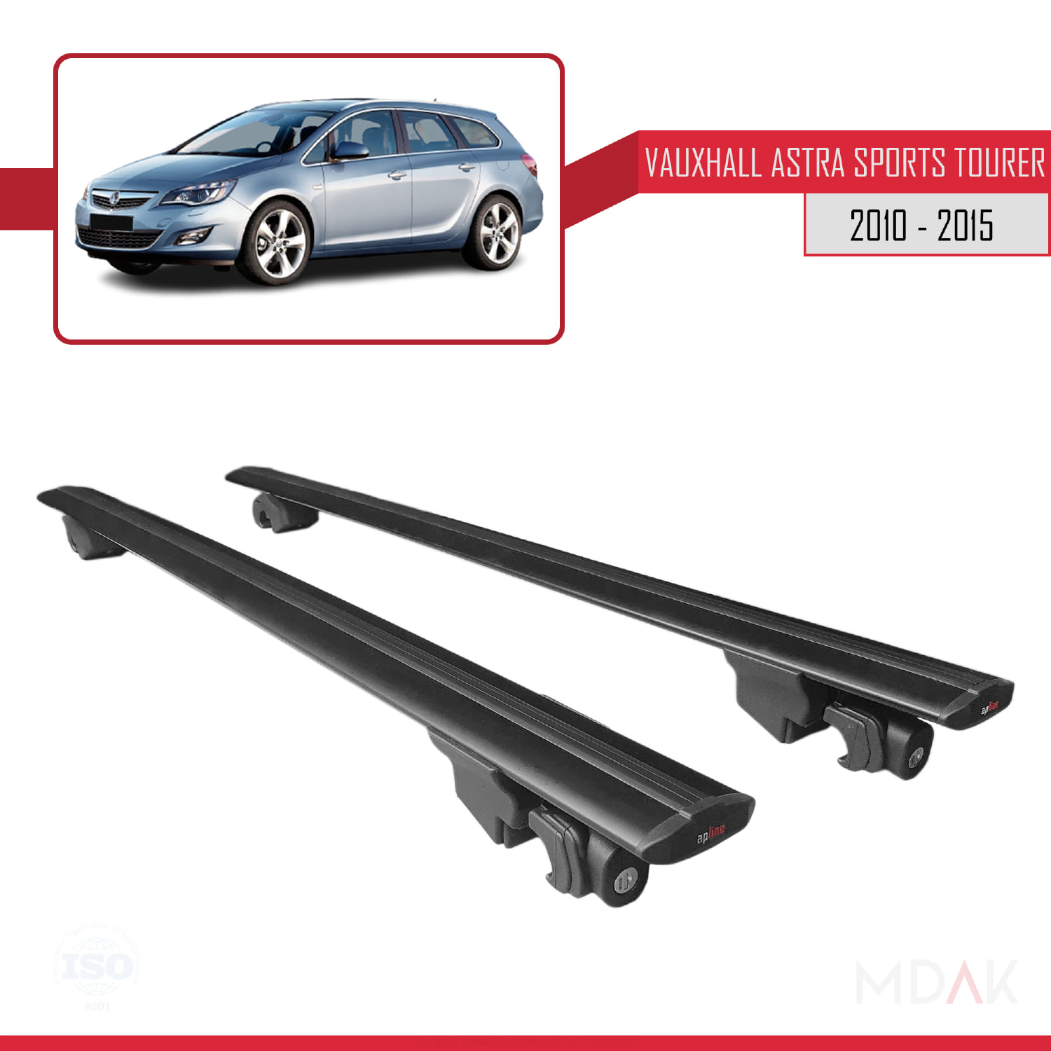 Vauxhall Astra J (P09) ST 2010-2015 Arası ile Uyumlu HOOK Model Ara Atkı Tavan Barı Siyah 2 Adet - Görsel 9