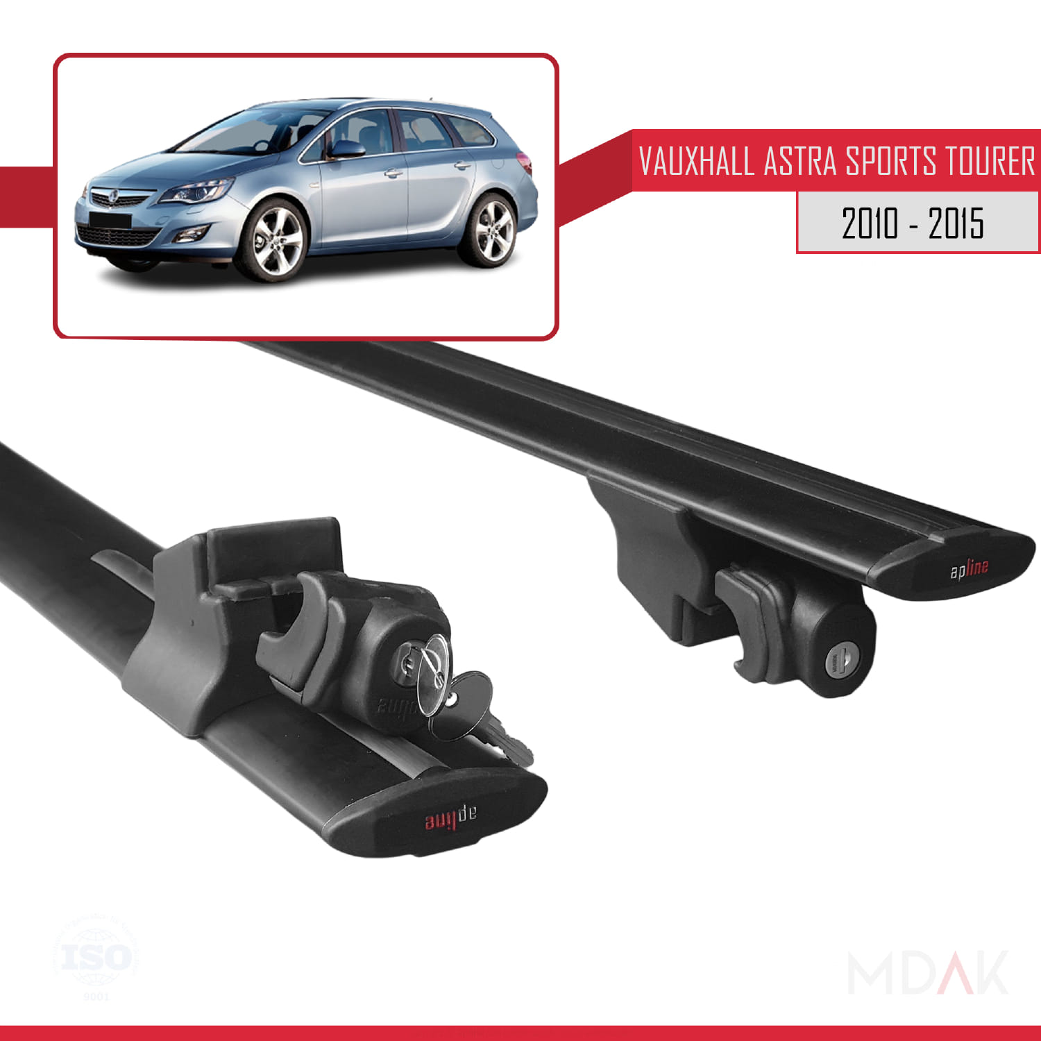 Vauxhall Astra J (P09) ST 2010-2015 Arası ile Uyumlu HOOK Model Ara Atkı Tavan Barı Siyah 2 Adet - Görsel 5