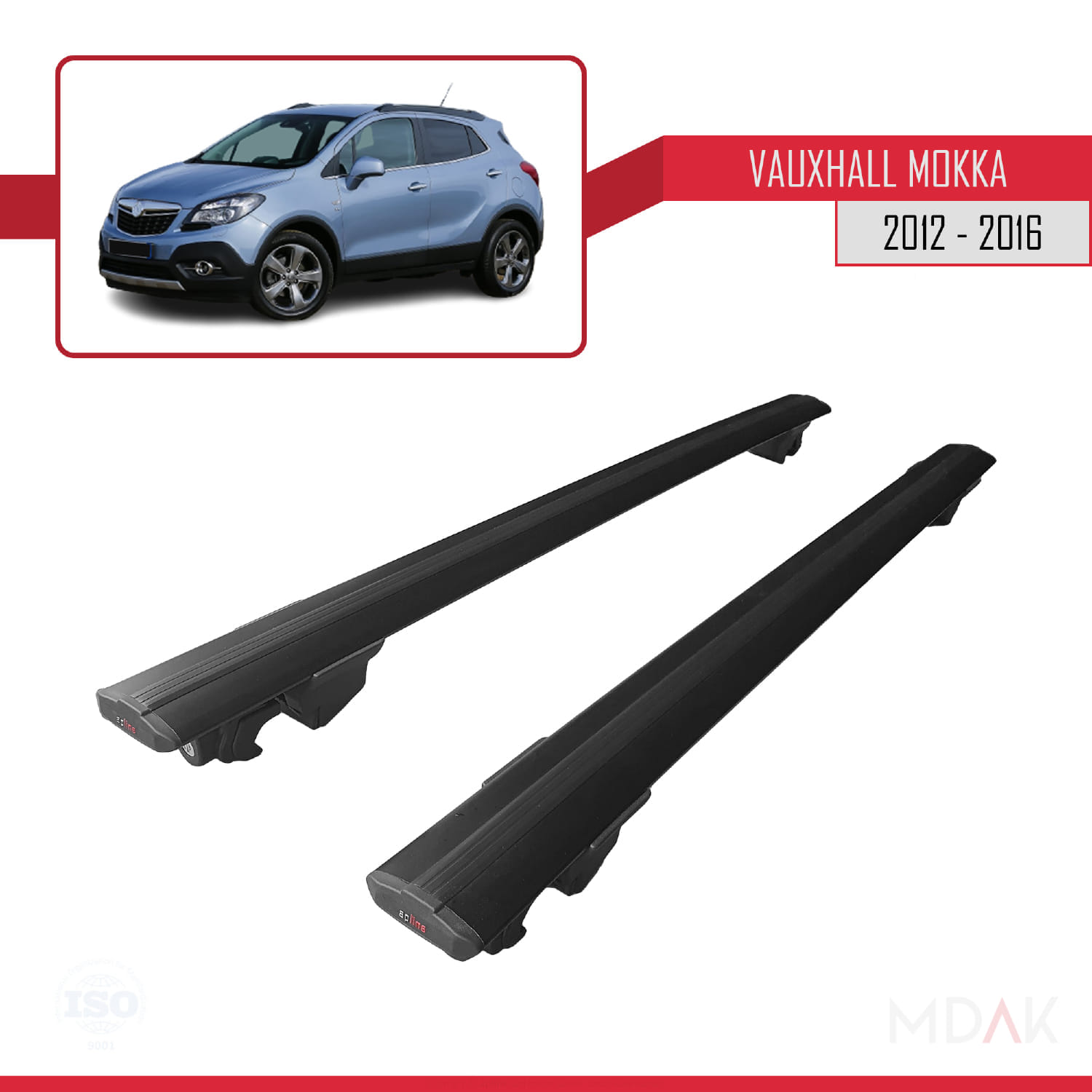 Vauxhall Mokka A (J13) 2012-2016 Arası ile Uyumlu HOOK Model Ara Atkı Tavan Barı Siyah 2 Adet - Görsel 4
