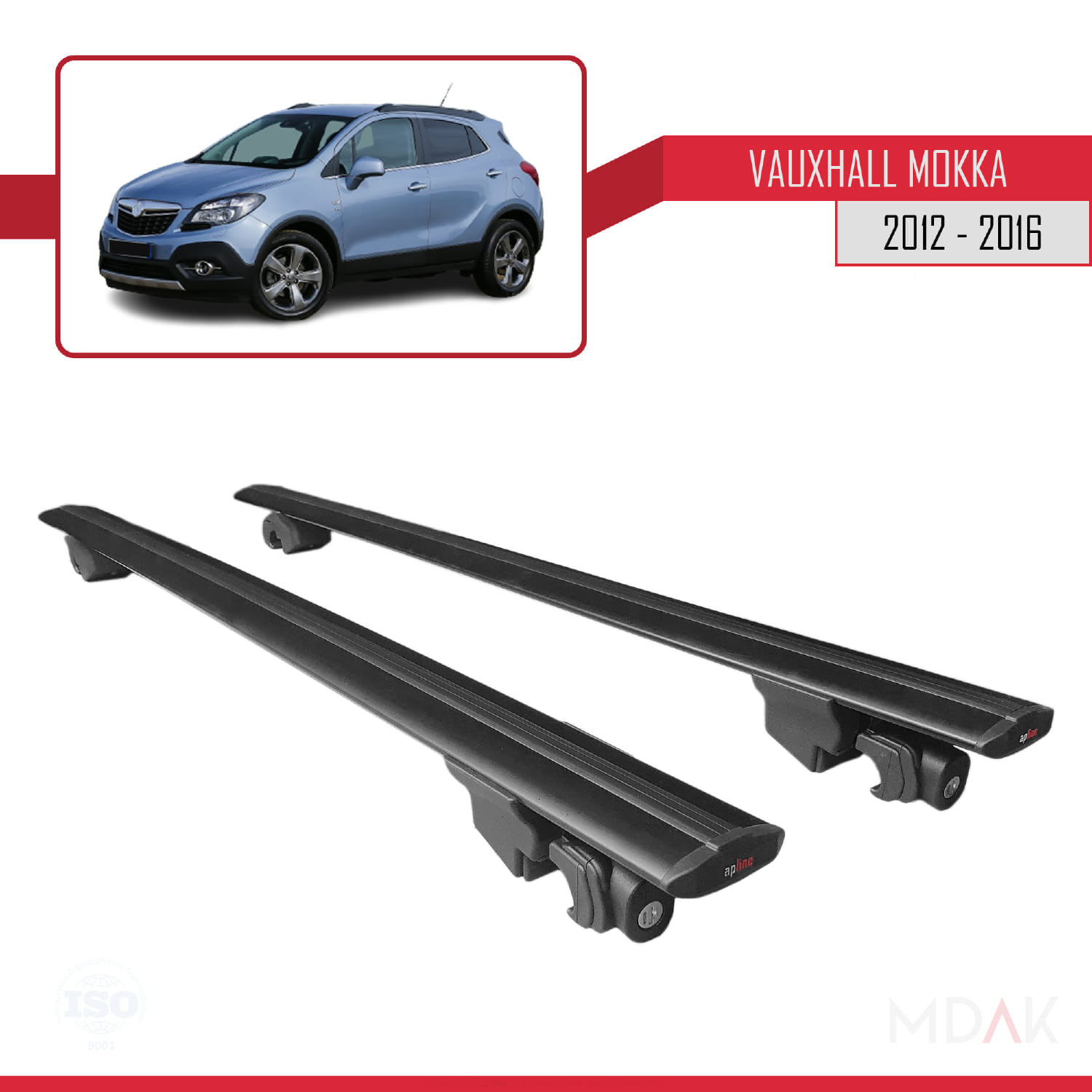 Vauxhall Mokka A (J13) 2012-2016 Arası ile Uyumlu HOOK Model Ara Atkı Tavan Barı Siyah 2 Adet - Görsel 8