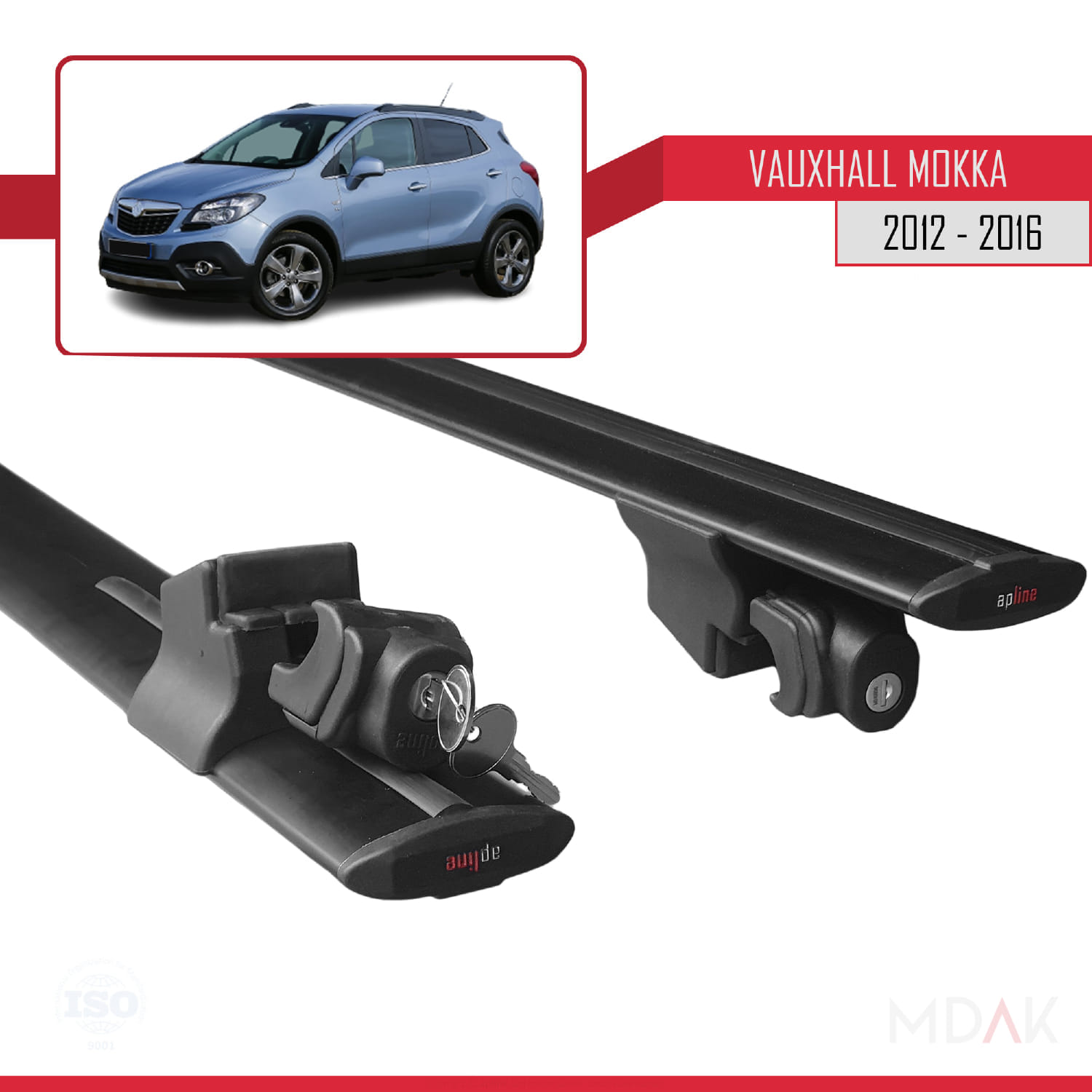 Vauxhall Mokka A (J13) 2012-2016 Arası ile Uyumlu HOOK Model Ara Atkı Tavan Barı Siyah 2 Adet - Görsel 5