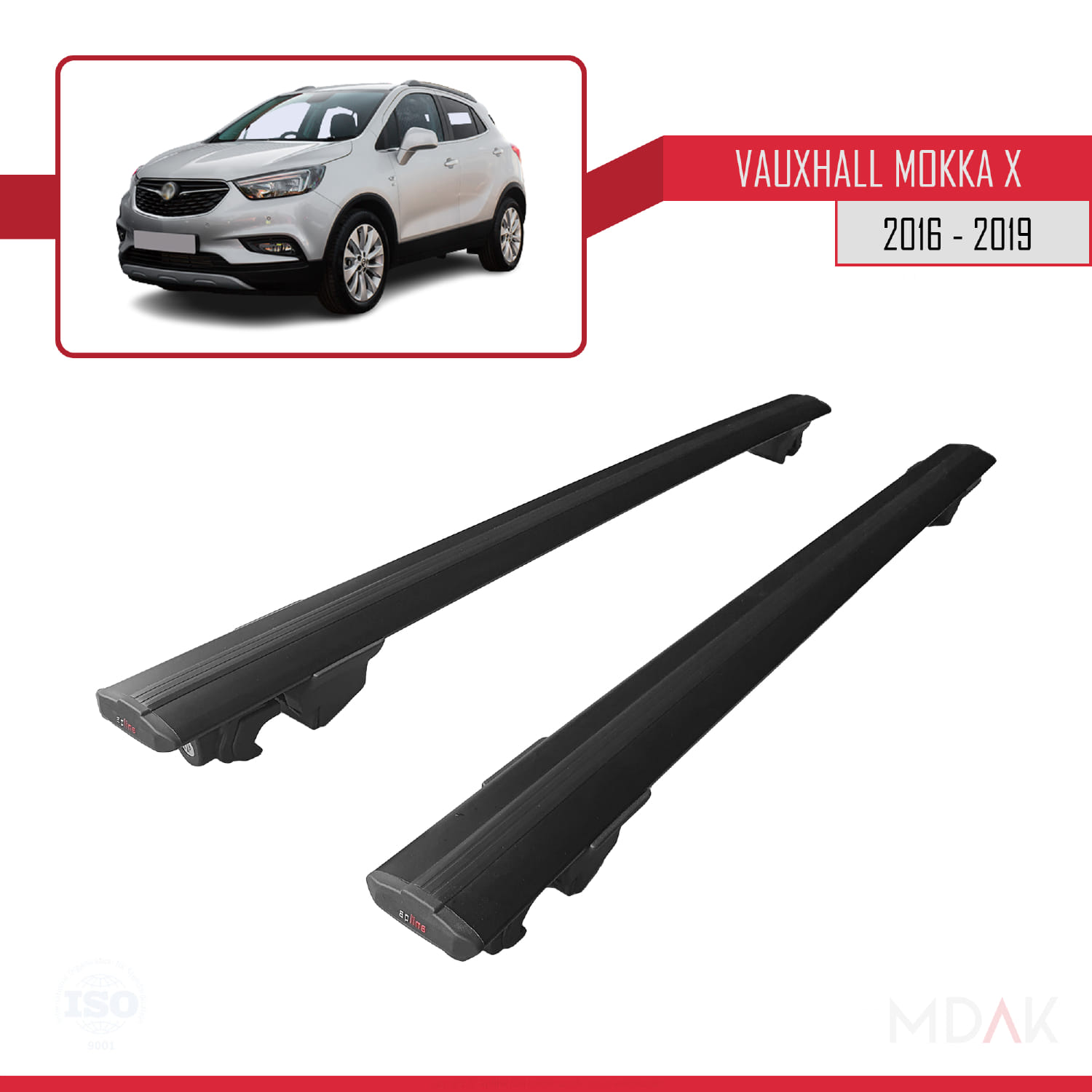 Vauxhall Mokka X (J13) 2016-2019 Arası ile Uyumlu HOOK Model Ara Atkı Tavan Barı Siyah 2 Adet - Görsel 4