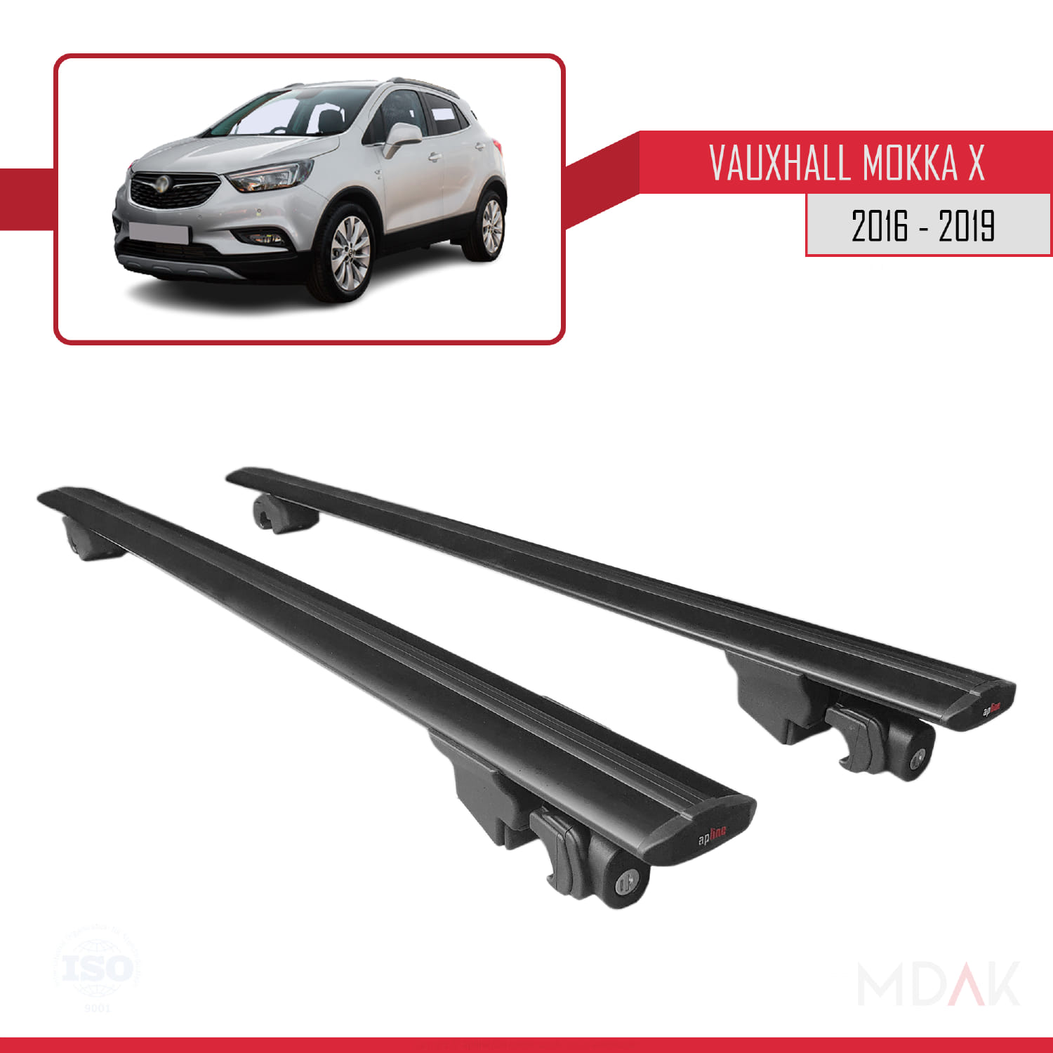 Vauxhall Mokka X (J13) 2016-2019 Arası ile Uyumlu HOOK Model Ara Atkı Tavan Barı Siyah 2 Adet - Görsel 9