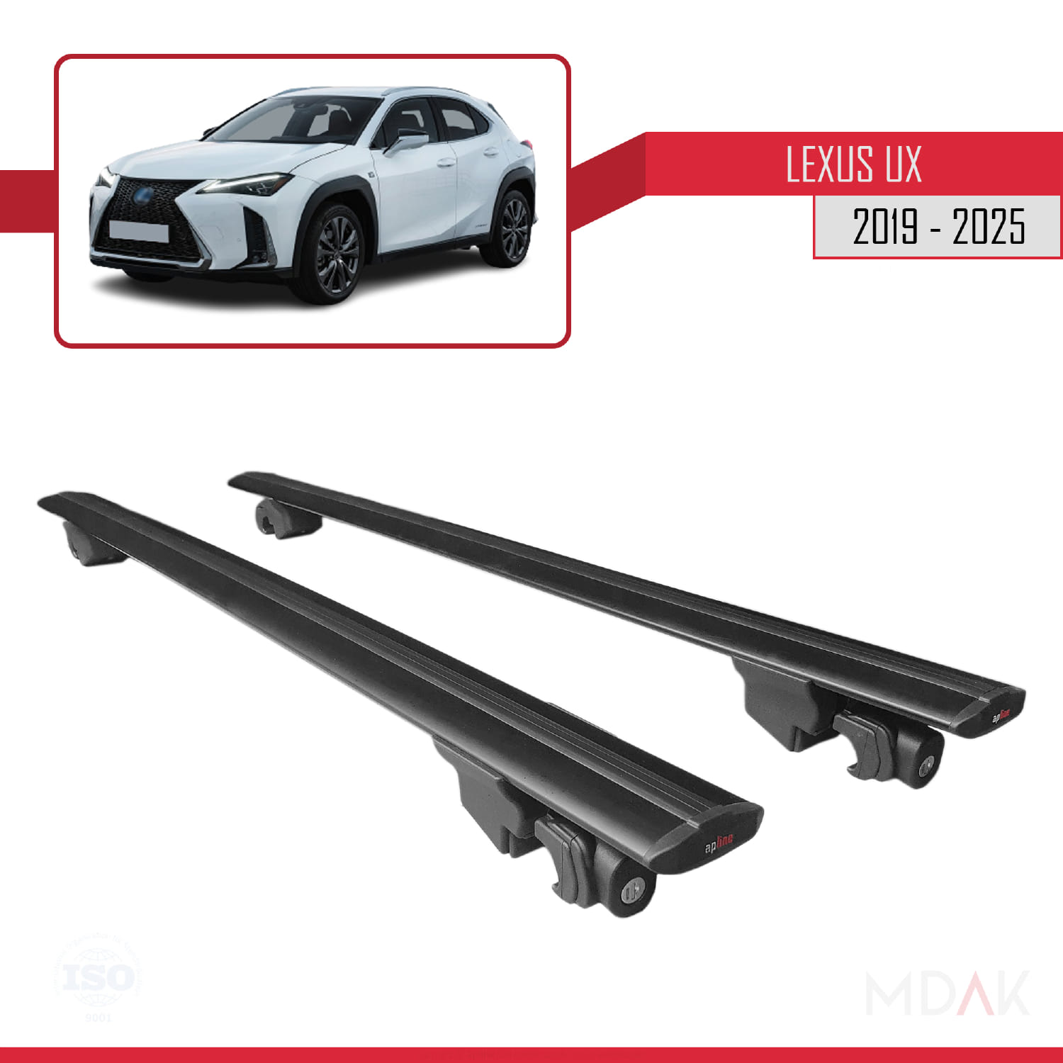 Lexus UX (ZA10) 2019 ve Sonrası ile Uyumlu HOOK Model Ara Atkı Tavan Barı Siyah 2 Adet - Görsel 9