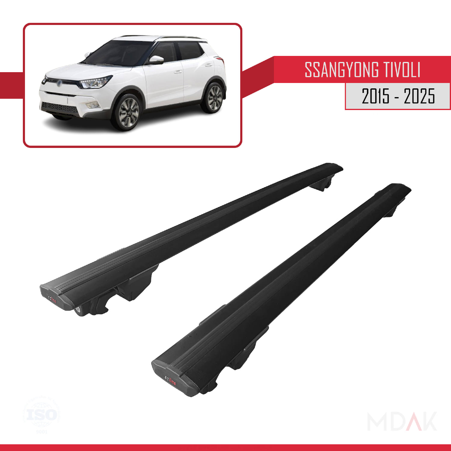 Ssangyong Tivoli 2015 ve Sonrası ile Uyumlu HOOK Model Ara Atkı Tavan Barı Siyah 2 Adet - Görsel 4