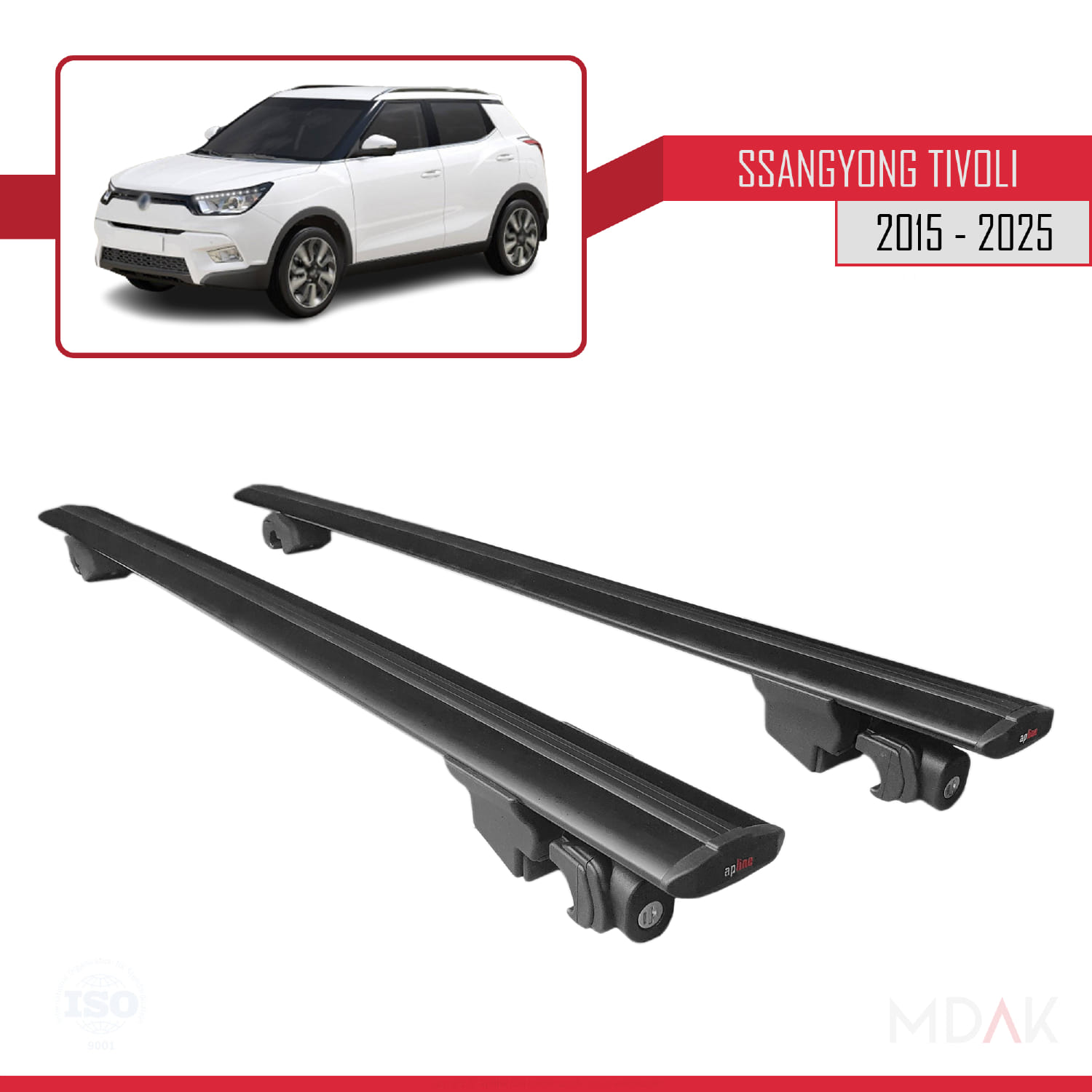 Ssangyong Tivoli 2015 ve Sonrası ile Uyumlu HOOK Model Ara Atkı Tavan Barı Siyah 2 Adet - Görsel 9
