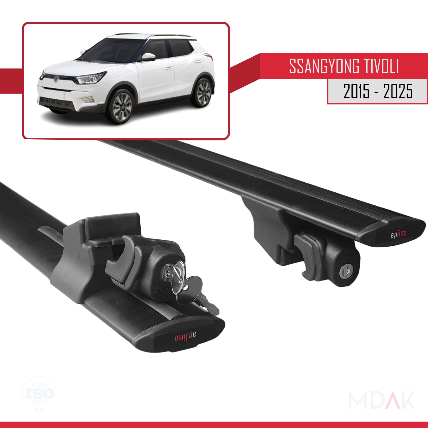 Ssangyong Tivoli 2015 ve Sonrası ile Uyumlu HOOK Model Ara Atkı Tavan Barı Siyah 2 Adet - Görsel 5