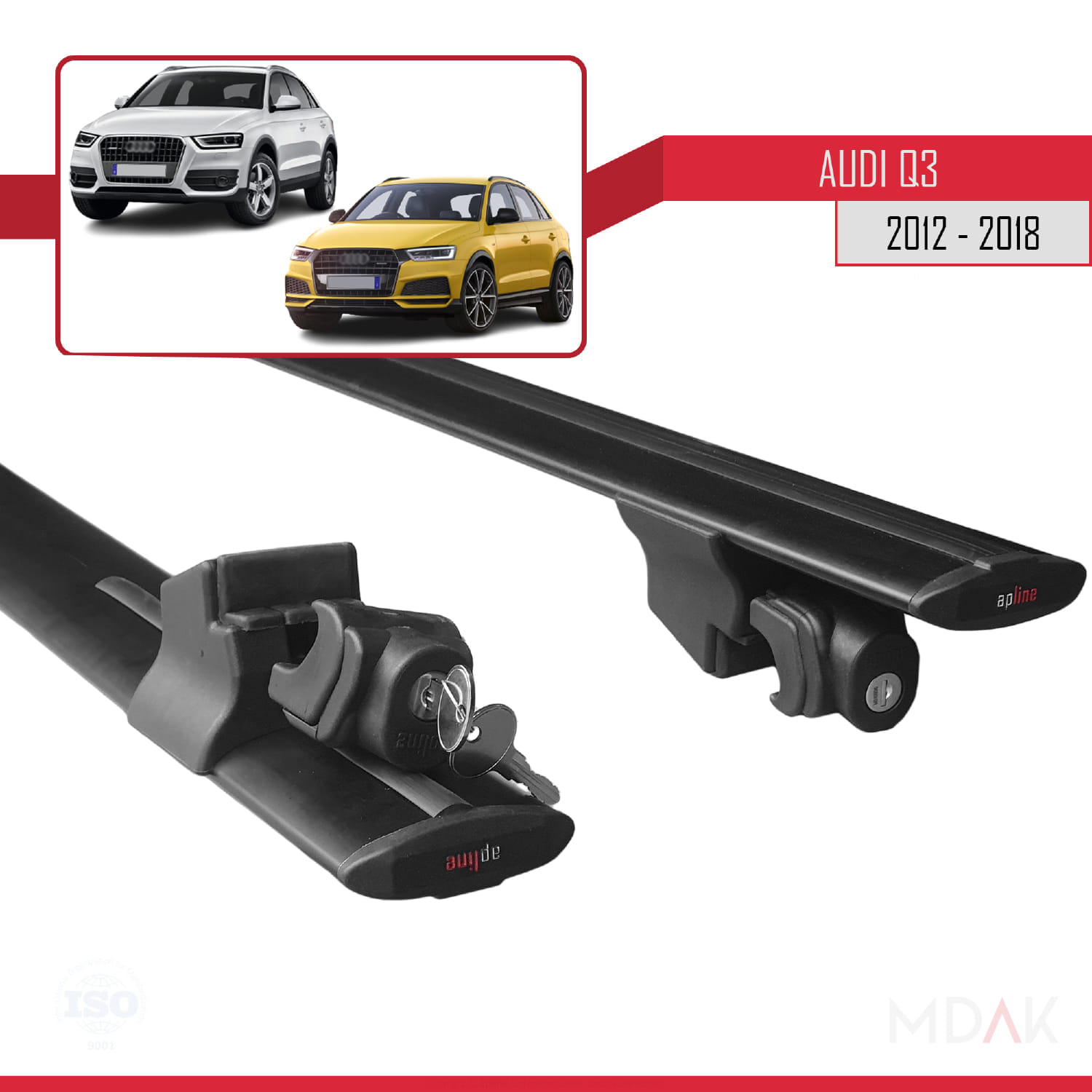 Q3 (8U) 2012-2018 Arası ile Uyumlu HOOK Model Ara Atkı Tavan Barı Siyah 2 Adet - Görsel 5