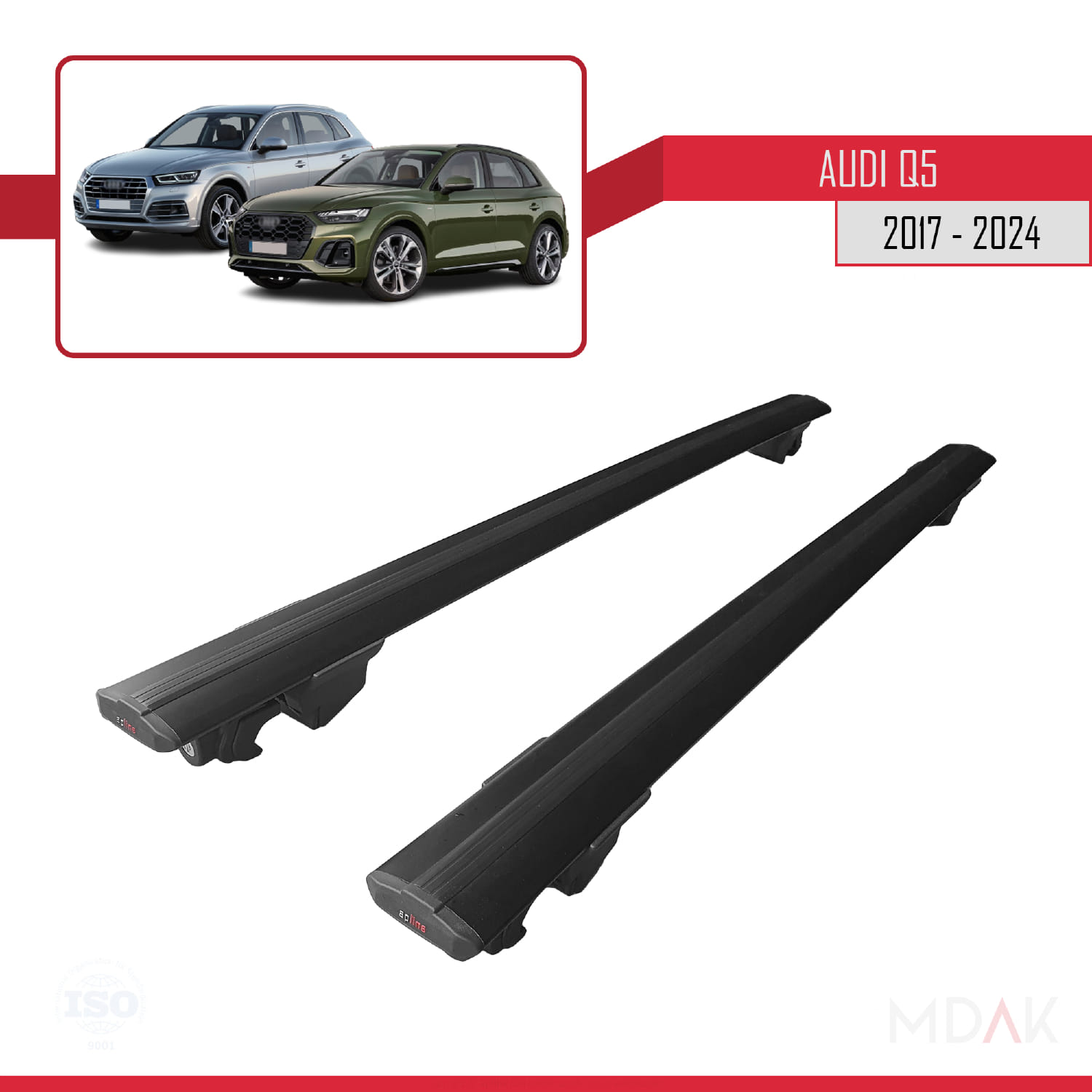 Q5 (FY) 2017-2024 Arası ile Uyumlu HOOK Model Ara Atkı Tavan Barı Siyah 2 Adet - Görsel 4
