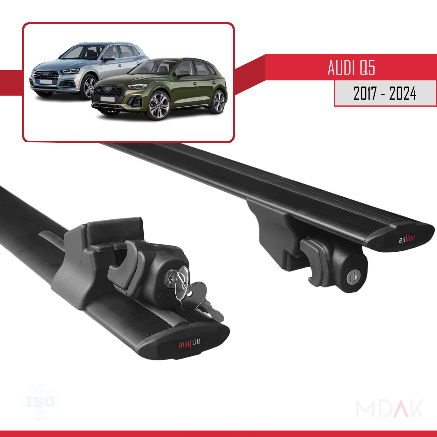 Q5 (FY) 2017-2024 Arası ile Uyumlu HOOK Model Ara Atkı Tavan Barı Siyah 2 Adet - Görsel 5